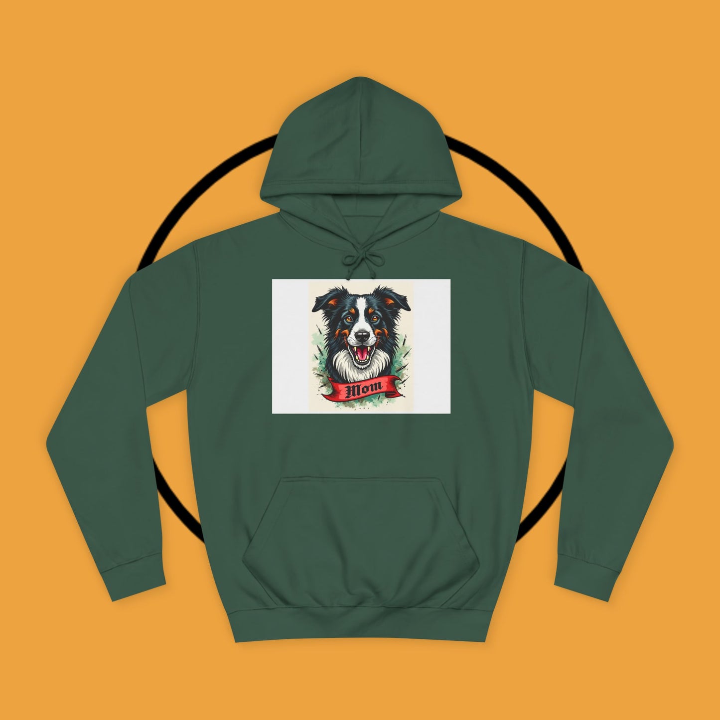 "Border Collie Mom Tattoo Style Hoodie - Vintage Dog Mother Banner Design Sweatshirt | Bold Statement Wear"