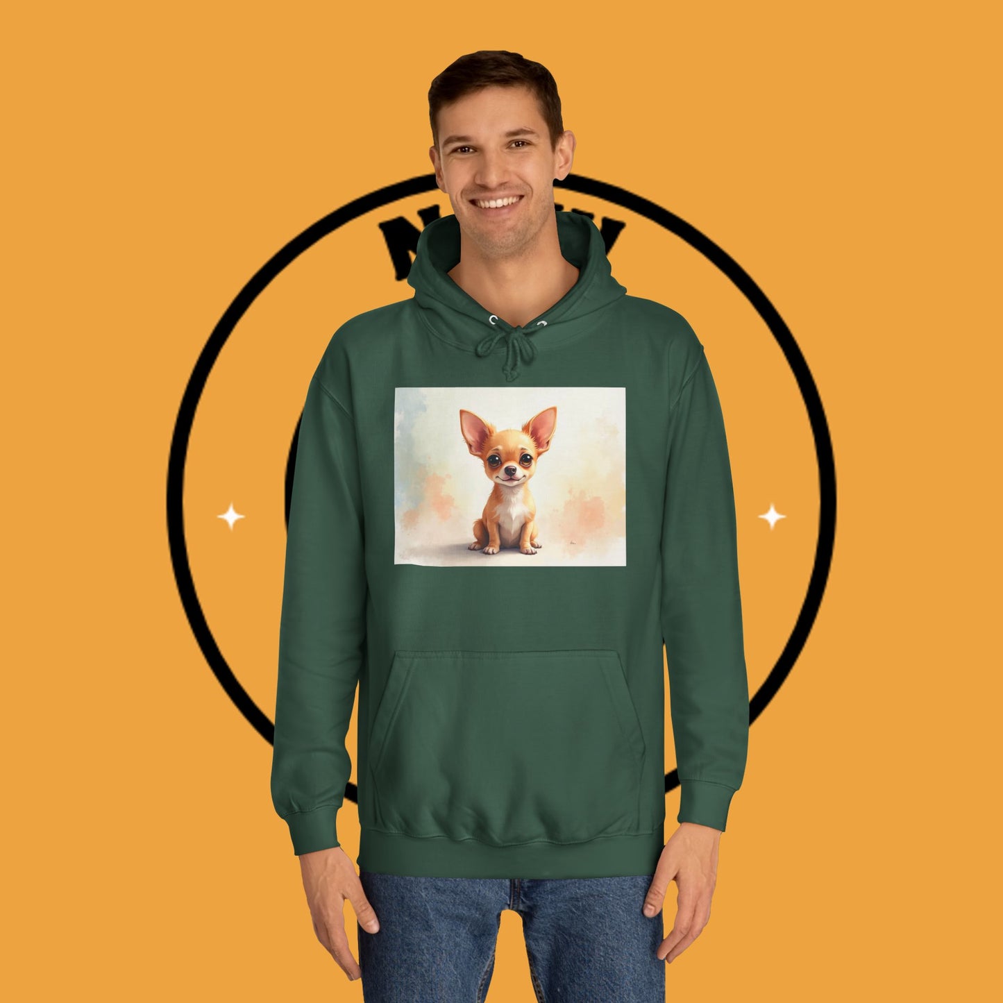 Watercolor Chihuahua Puppy Hoodie - Artistic Dog Portrait Sweatshirt