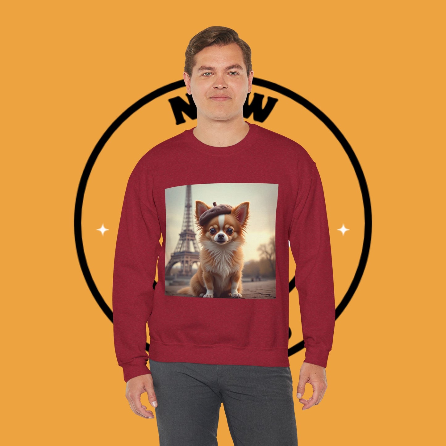 Parisian Chihuahua Beret Sweatshirt | French Dog Eiffel Tower Design | Travel Lover Gift