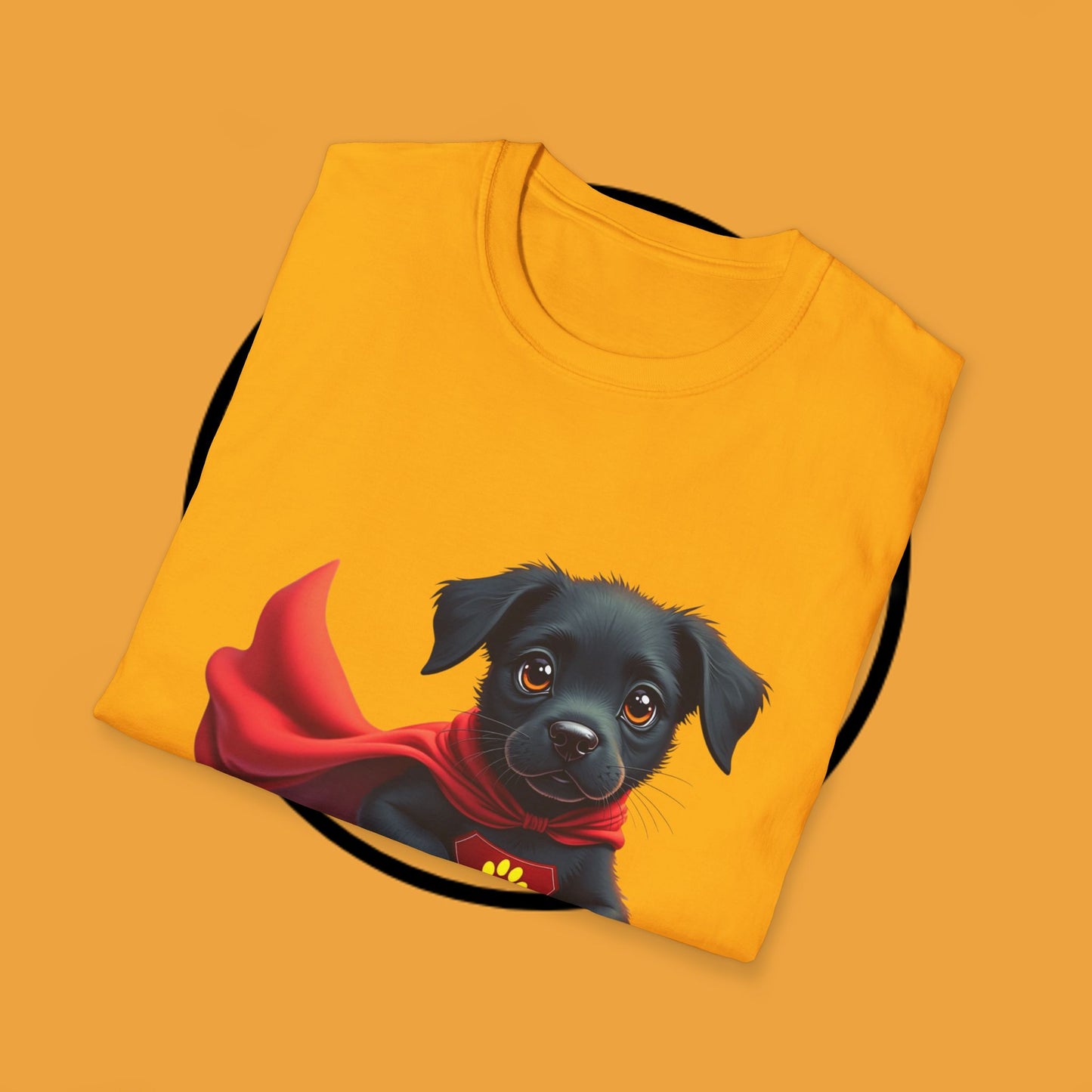 Superhero Retriever Puppy - Dog - Unisex T-Shirt Design Tiny Hero 🦸♂️ | Adorable Black Puppy Superhero T-Shirt for Canine Crusaders