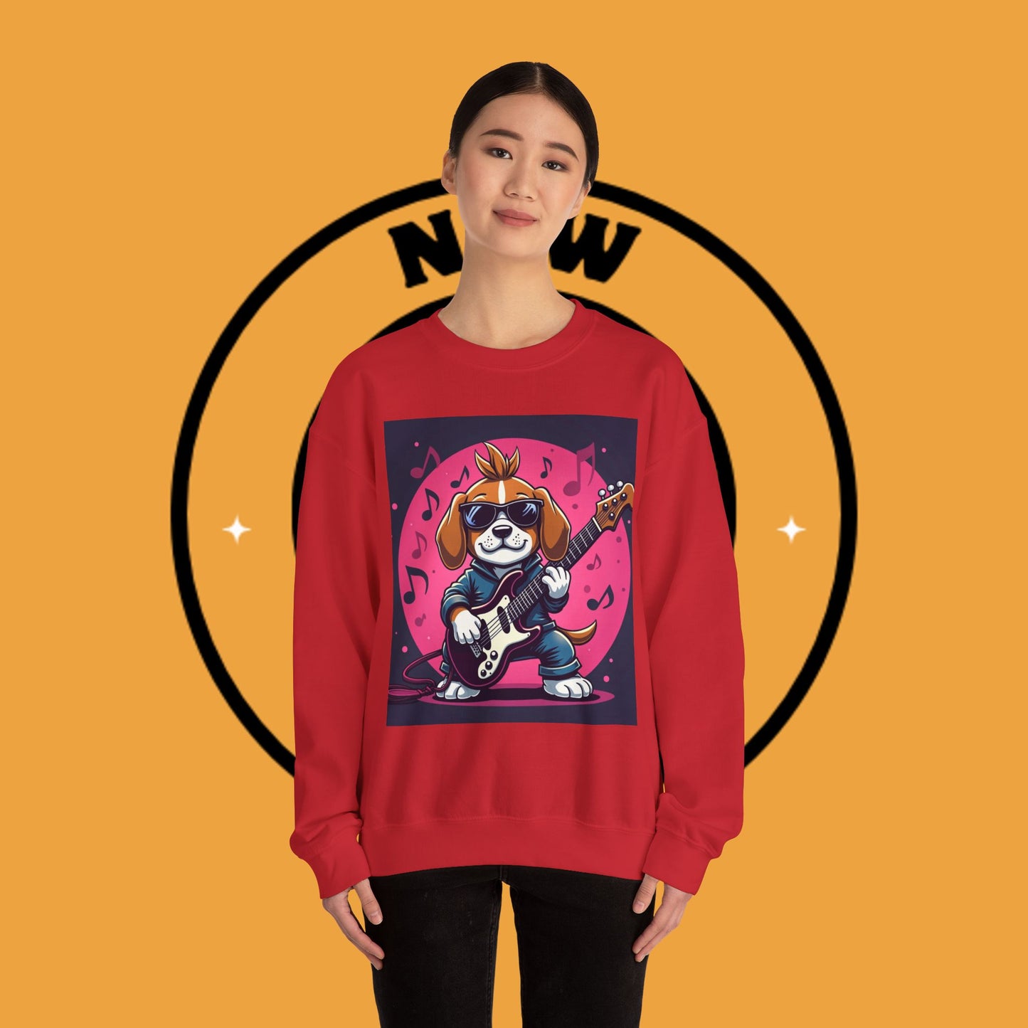 Dog Lover Crewneck Sweatshirt - Beagle Rockstar ๐ธ ROCK STAR BEAGLE SWEATSHIRT - UNLEASH YOUR INNER ROCKSTAR! ๐ธ