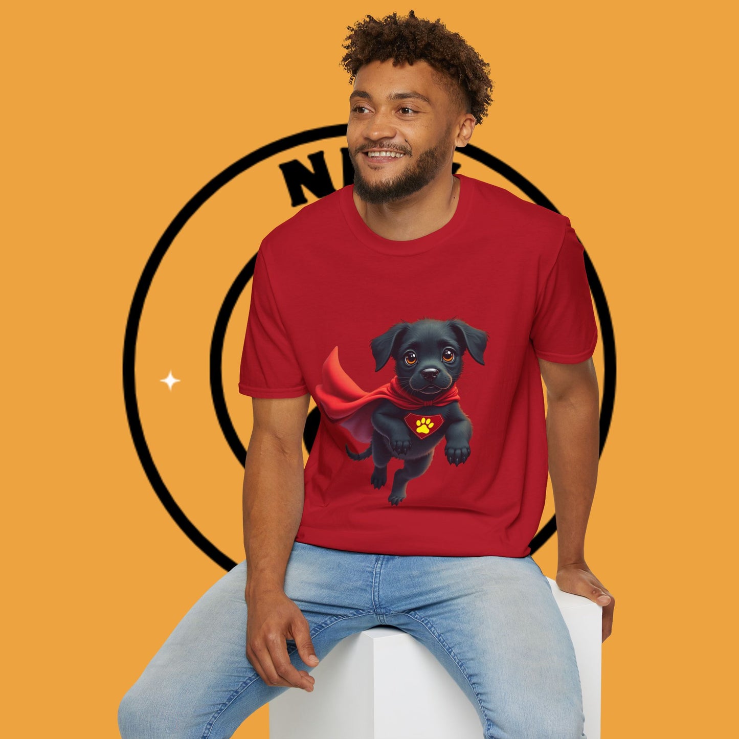 Superhero Retriever Puppy - Dog - Unisex T-Shirt Design Tiny Hero 🦸♂️ | Adorable Black Puppy Superhero T-Shirt for Canine Crusaders