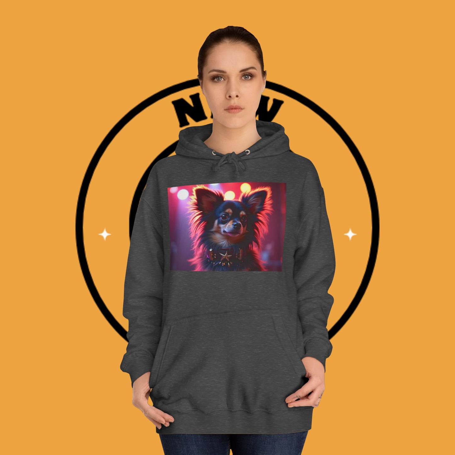Glamorous Long-Haired Chihuahua Hoodie - Luxury Dog Portrait Pullover
