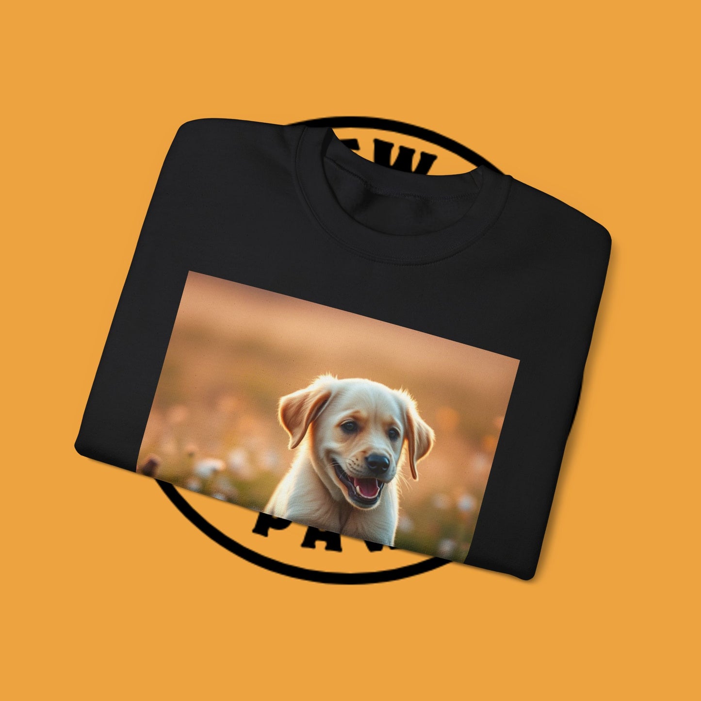 Unisex Dog Lover Crewneck Sweatshirt - Playful Labrador Puppy Running Through Wildflower Meadow