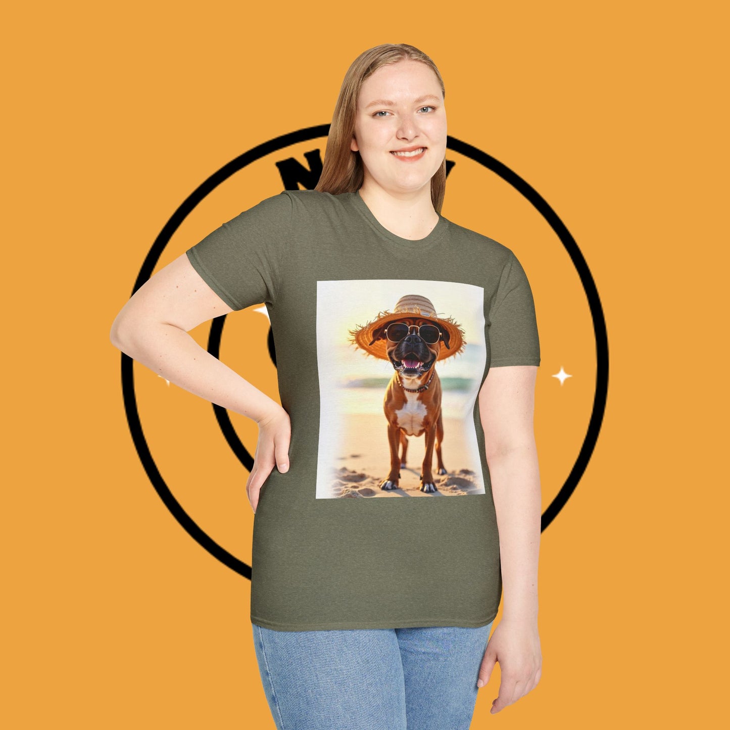 "Vacation Boxer Beach Vibes" Premium Summer T-Shirt / Beach Boxer Dog T-Shirt - Vacation Vibes Summer Pup Tee