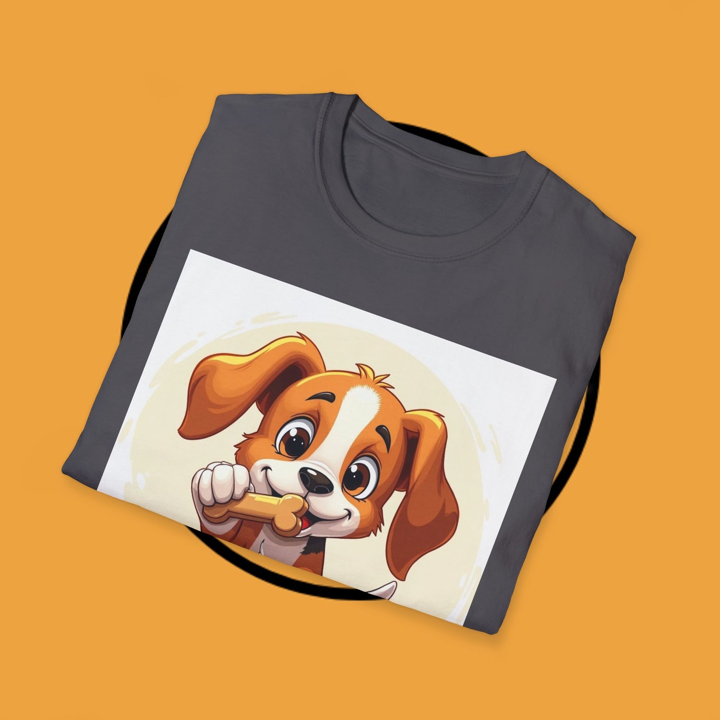 Happy Beagle Puppy with Bone T-Shirt - Cute Cartoon Dog Graphic Tee for Pet Lovers