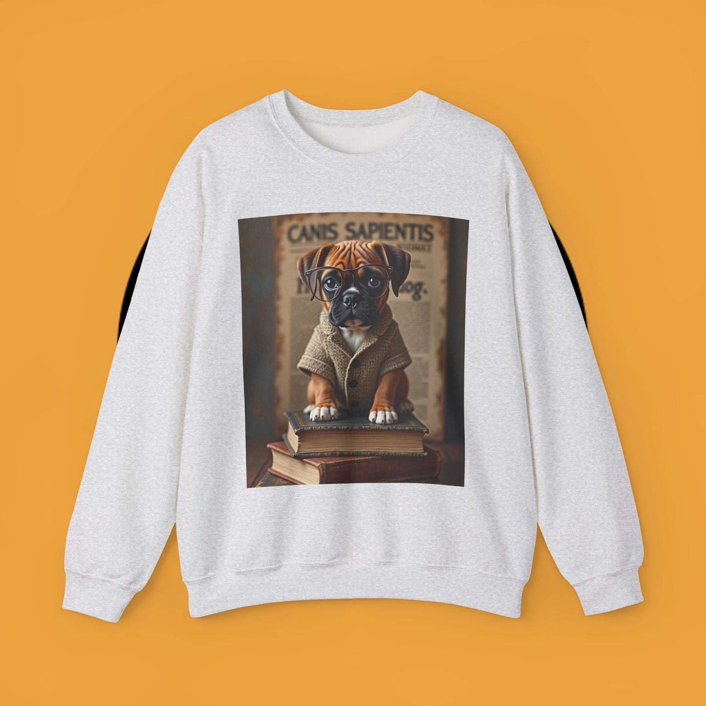 Professor Puppy Glasses Crewneck Sweatshirt - Scholarly Dog Design - Academic Pet Lover Gift