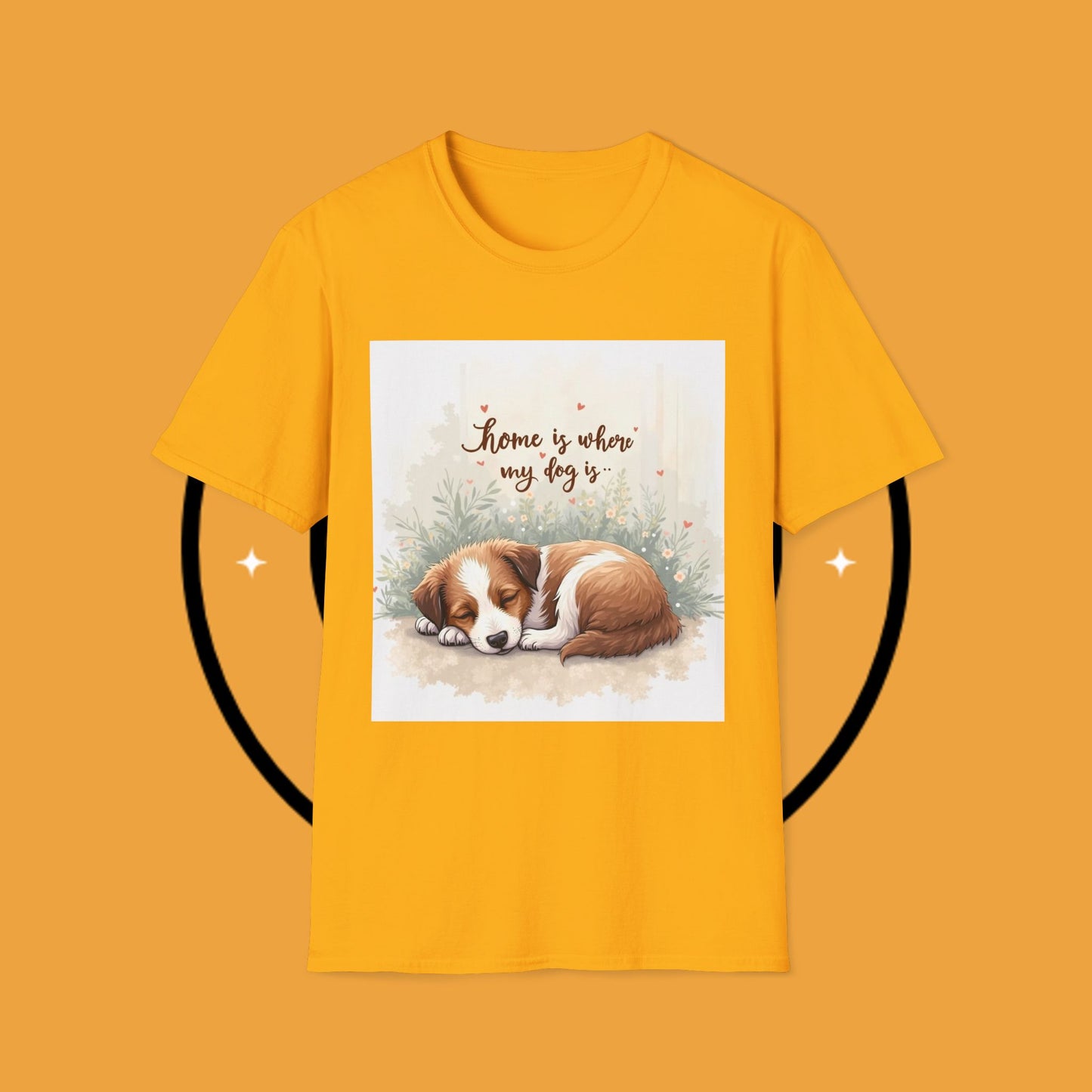 "Home Is Where My Dog Is" T-Shirt - Cute Sleeping Puppy Design | Dog Lover Gift Tee