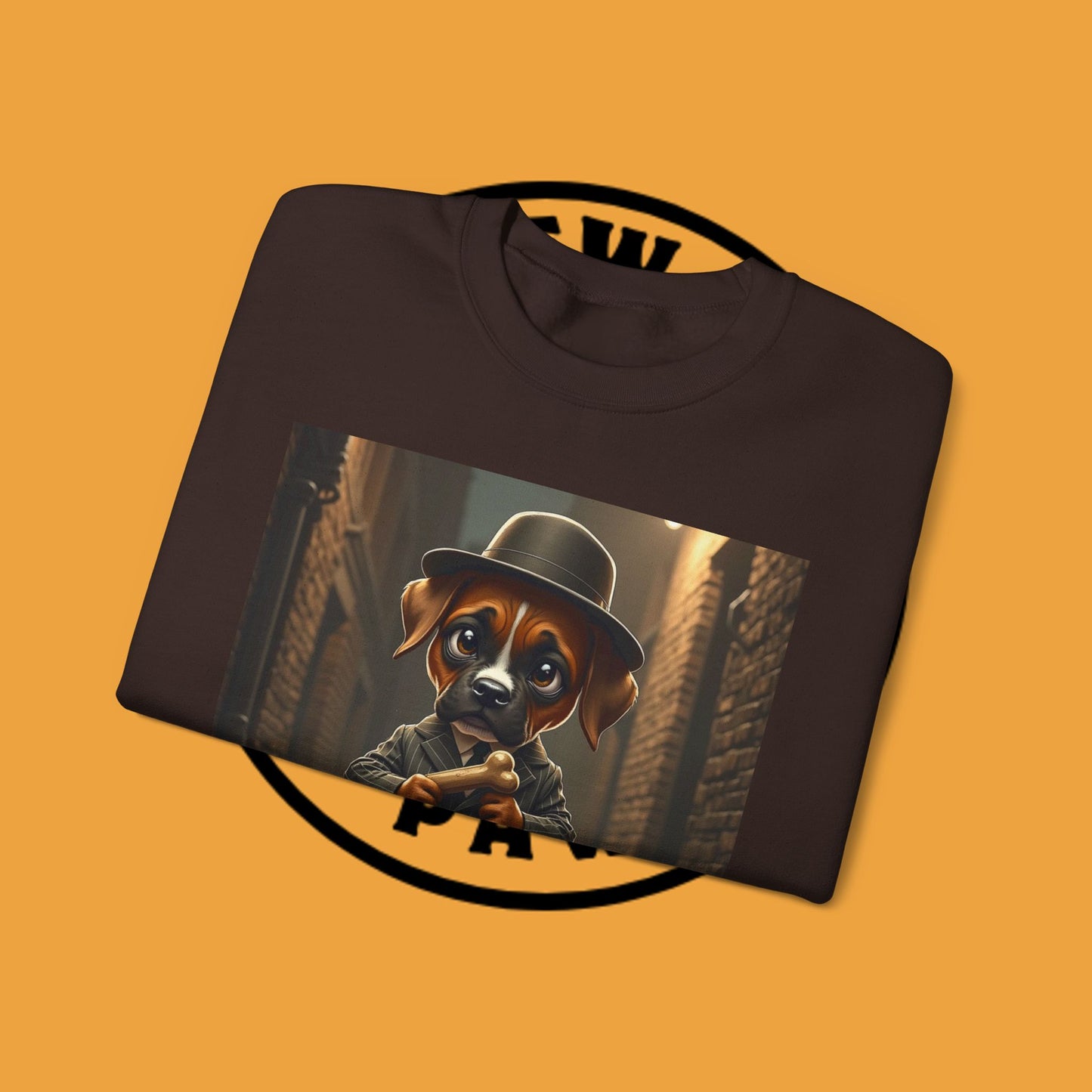 Gangster Puppy Fedora Crewneck Sweatshirt - Vintage Dog Boss Design - Retro Pet Lover Style