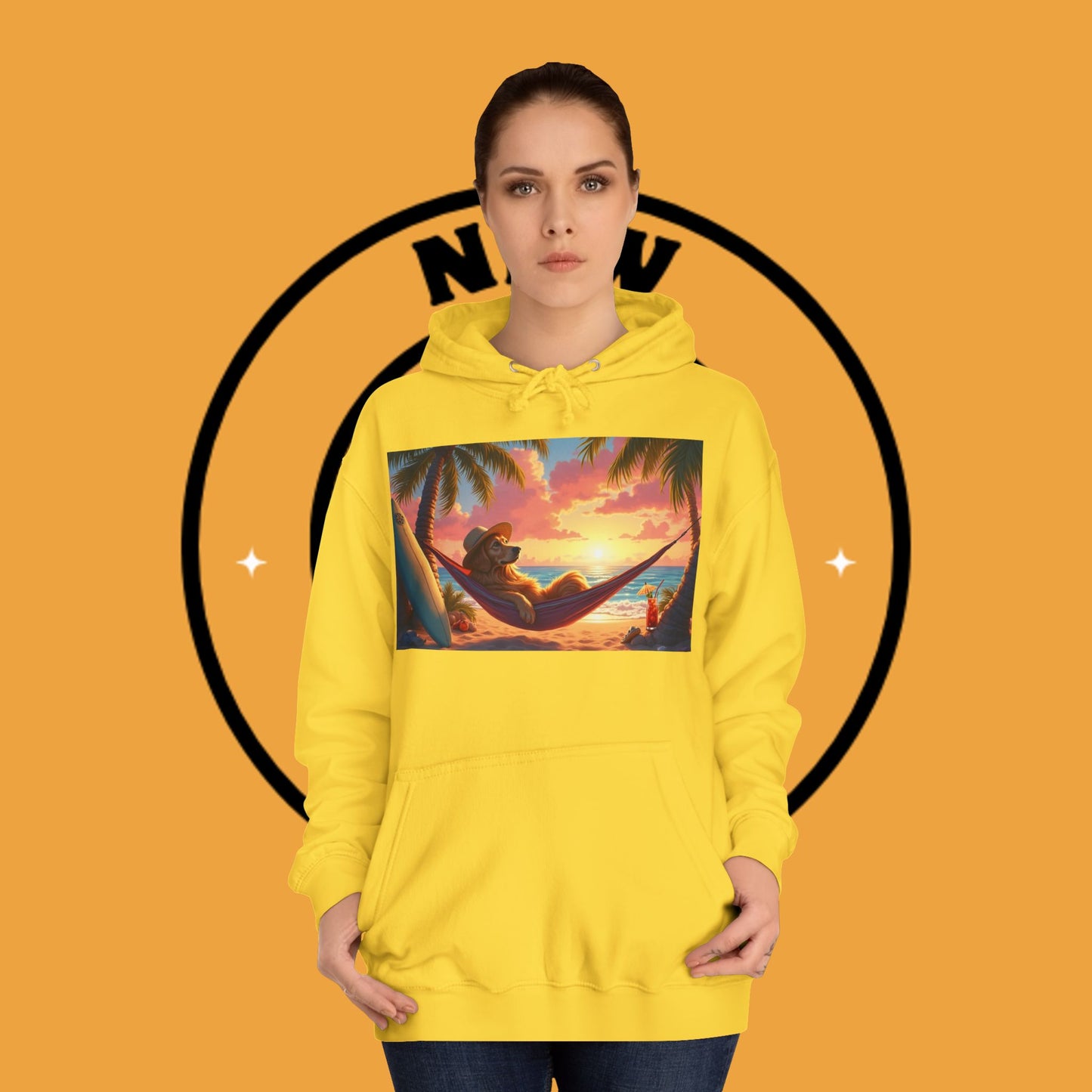 Beachside Bliss Golden Retriever Hammock Hoodie - Unisex Hoodies