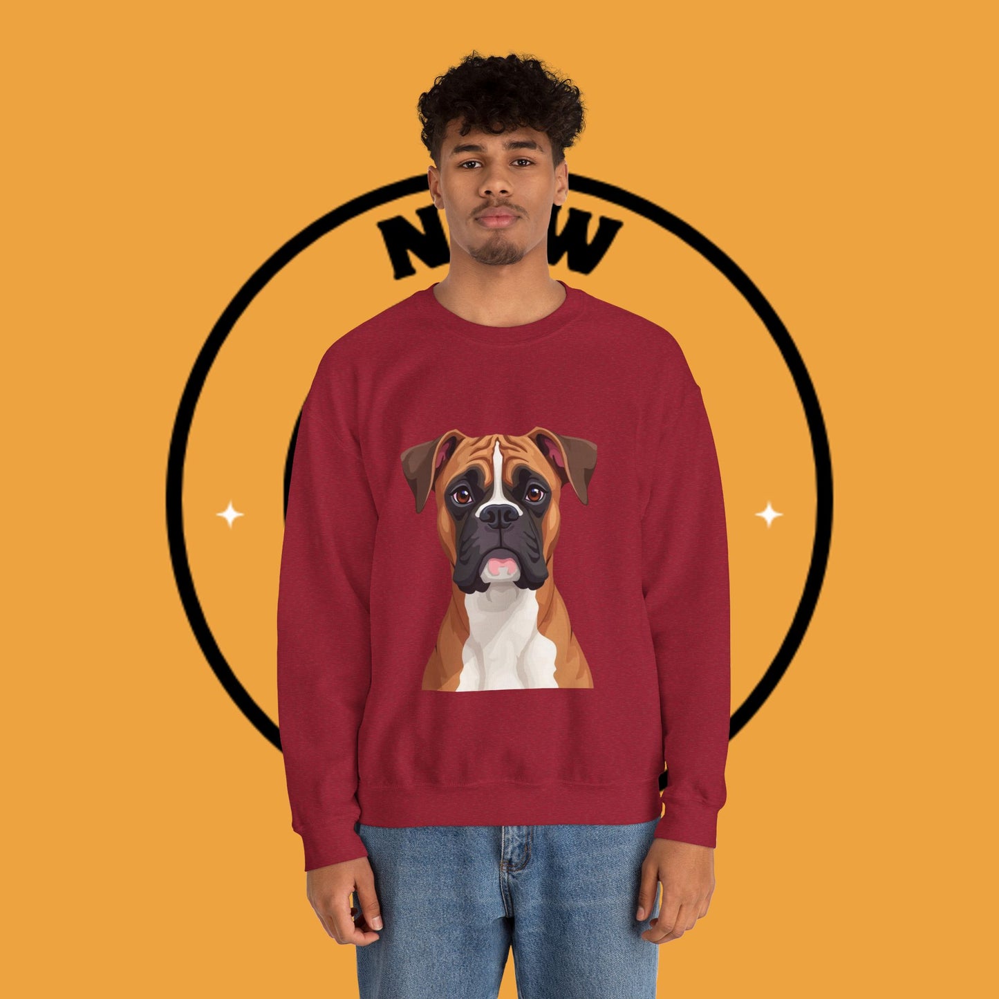 Classic Boxer Dog Portrait Crewneck Sweatshirt | Elegant Dog Lover Gift | Minimalist Boxer Art