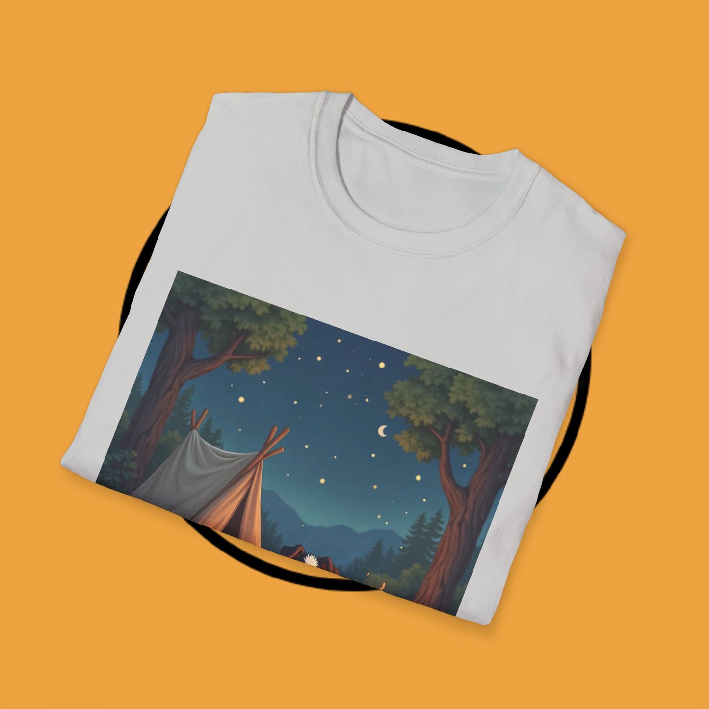 "Camping Adventure Border Collie" - Outdoor Adventure Dog T-Shirt - Border Collie Camping T-Shirt - Outdoor Adventure Dog Under Stars Tee | Nature Lover Pet Gift