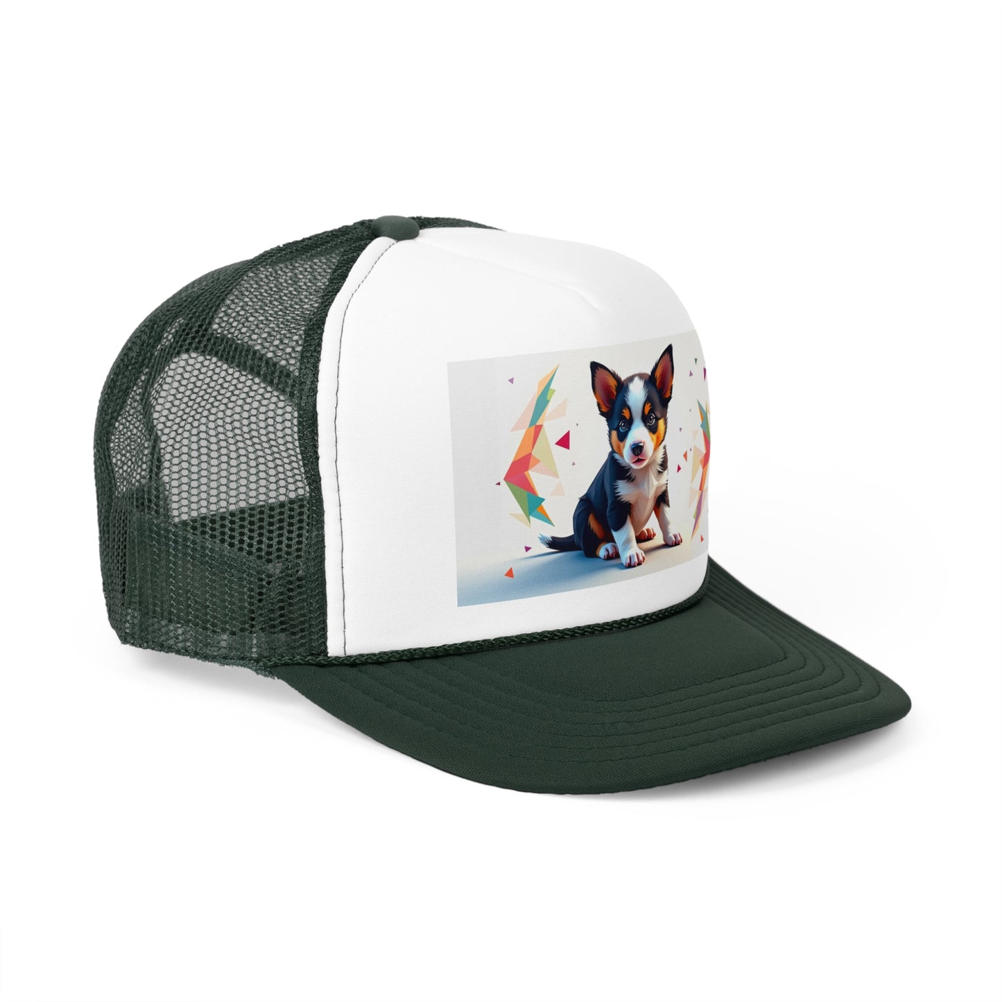 Geometric Puppy Trucker Hat - Modern Art Dog Cap - Abstract Design Baseball Hat
