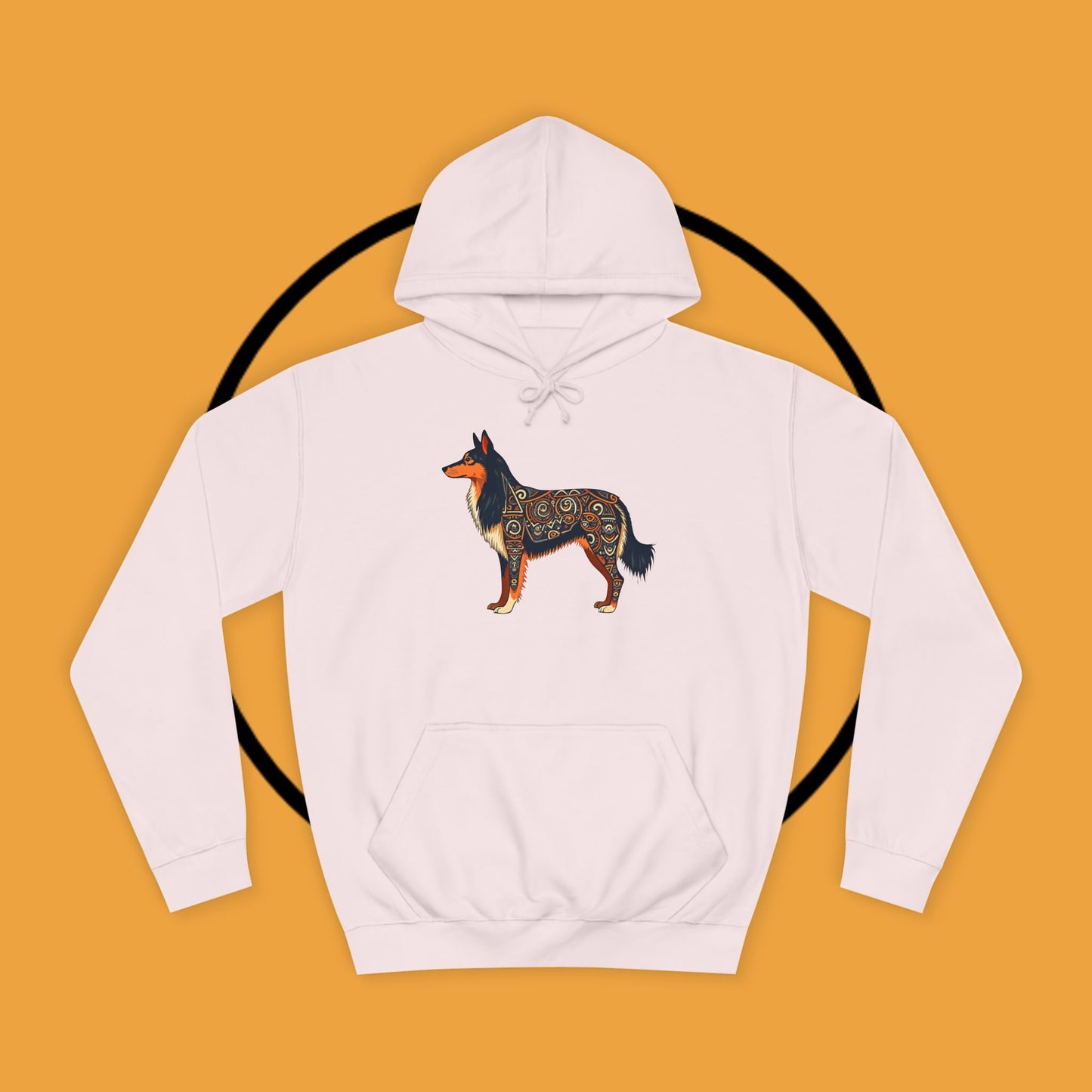 "Tribal Border Collie Mandala Hoodie - Sacred Geometry Dog Art Sweatshirt | Spiritual Celtic Design"