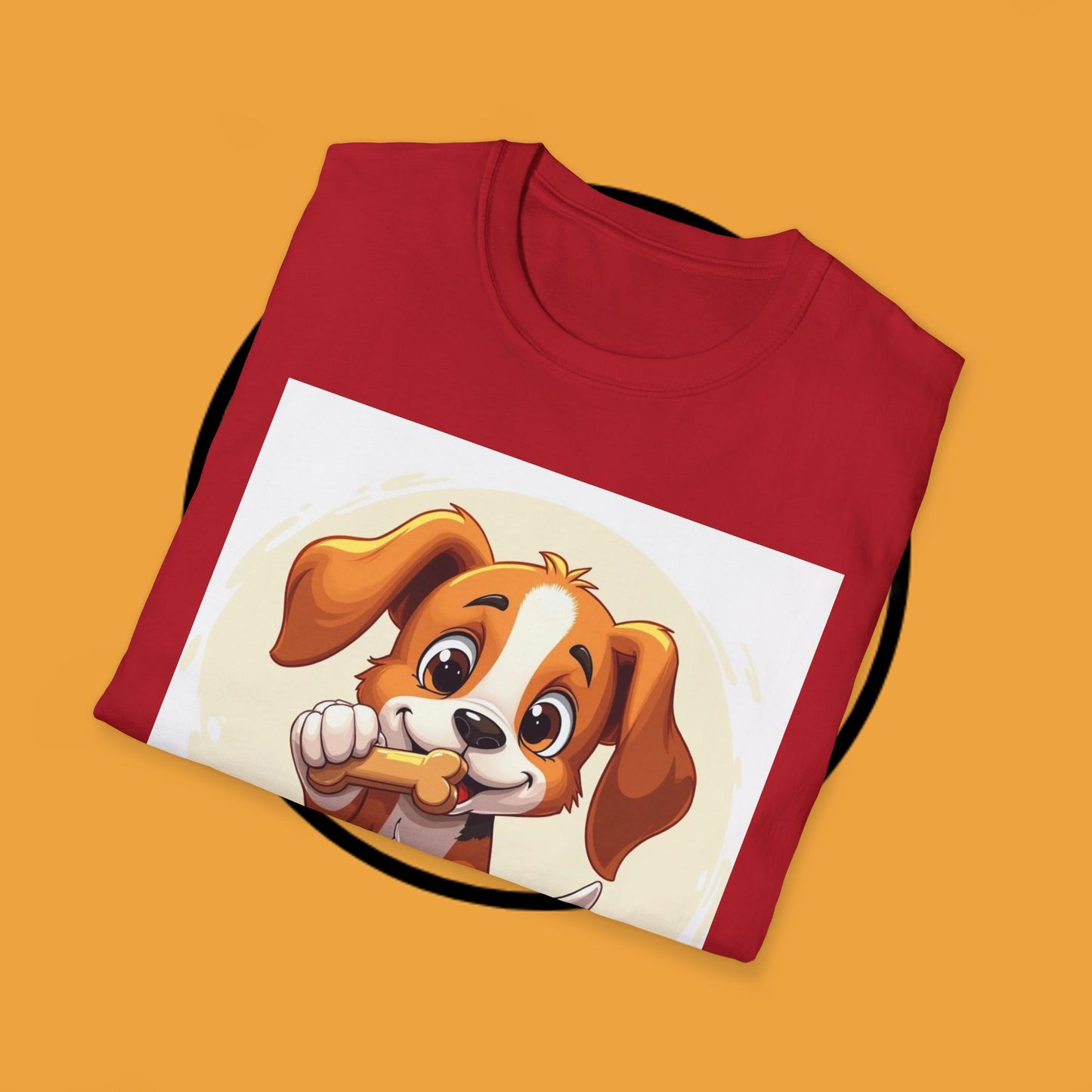 Happy Beagle Puppy with Bone T-Shirt - Cute Cartoon Dog Graphic Tee for Pet Lovers