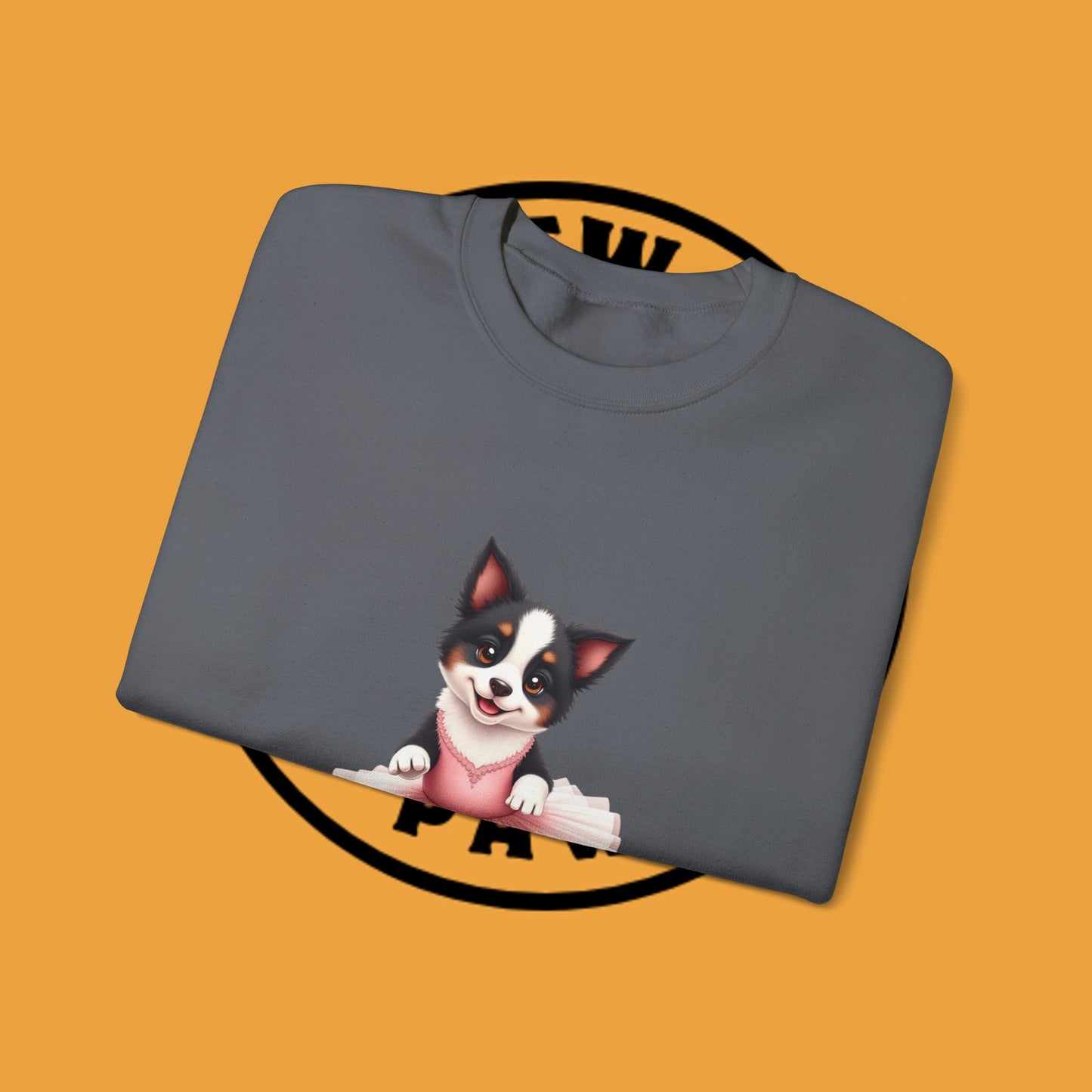 Cute Ballet Dog Crewneck Sweatshirt - Dancing Puppy in Pink Tutu Design | Kawaii Animal Lover Gift