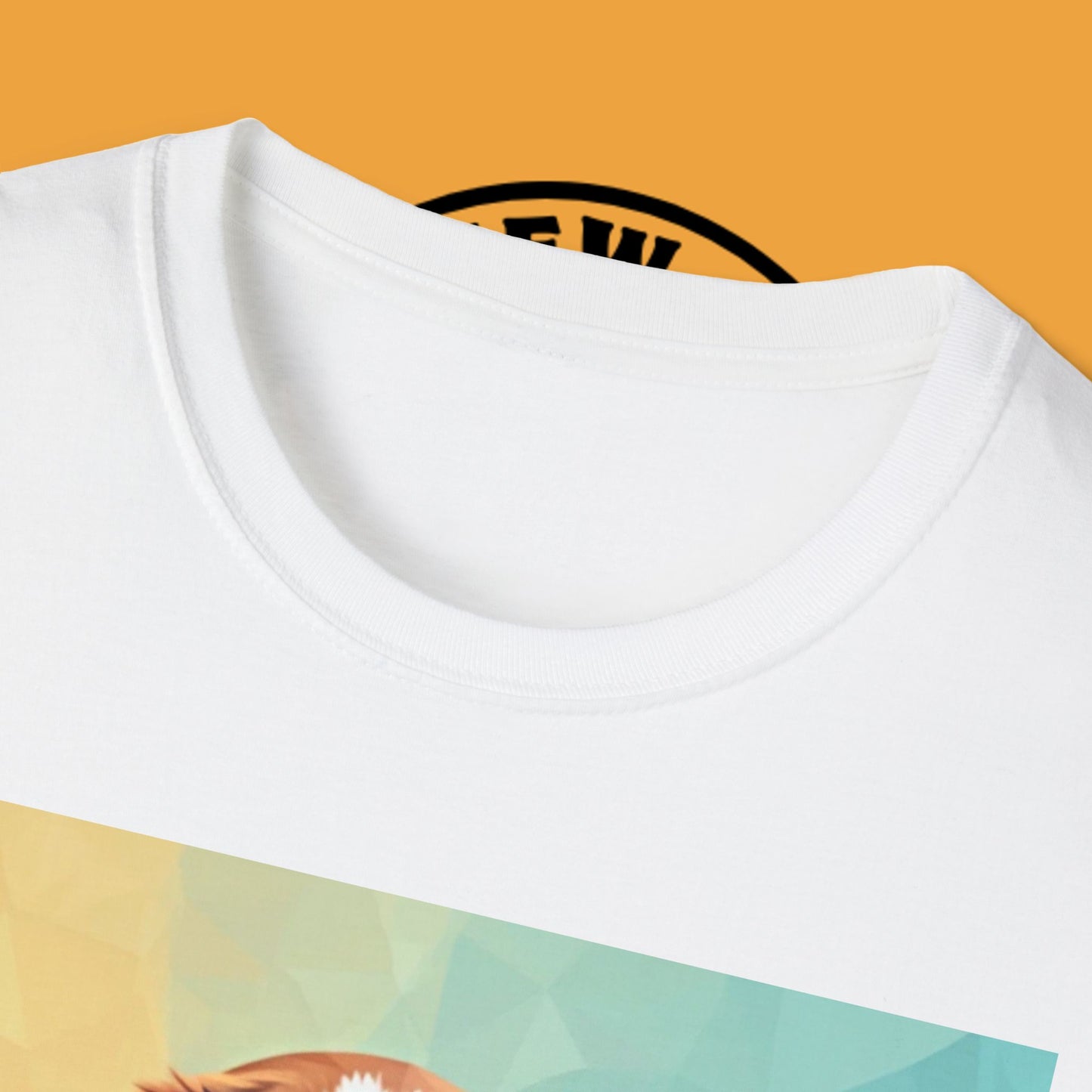 Modern Art Beagle Puppy T-Shirt - Geometric Low Poly Dog Design with Rainbow Background