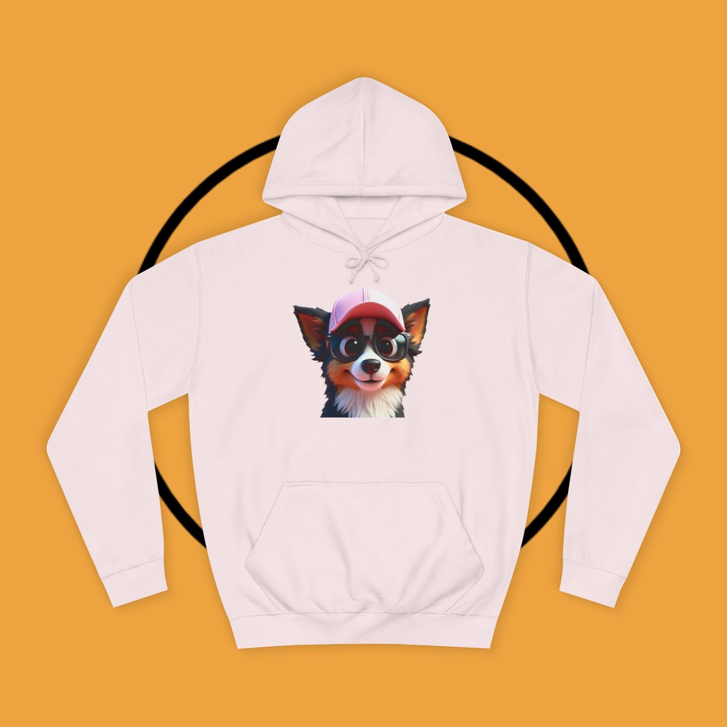 "Hipster Border Collie Puppy with Glasses & Cap Hoodie - Cute Trendy Dog Sweatshirt | Fun Design"