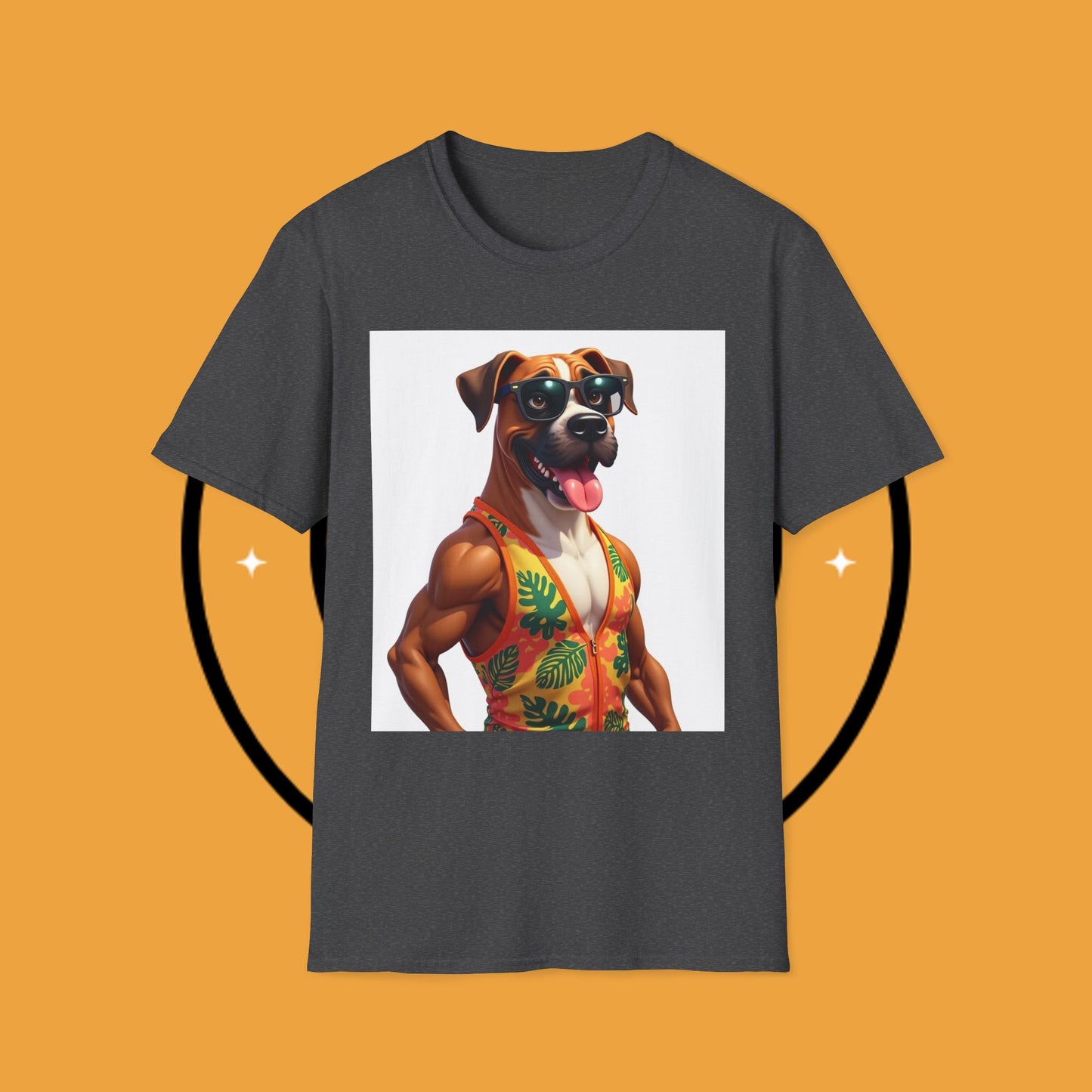 "Buff Beach Boxer" Summer Vacation T-Shirt / Buff Boxer Dog T-Shirt - Funny Muscular Beach Dog Tee
