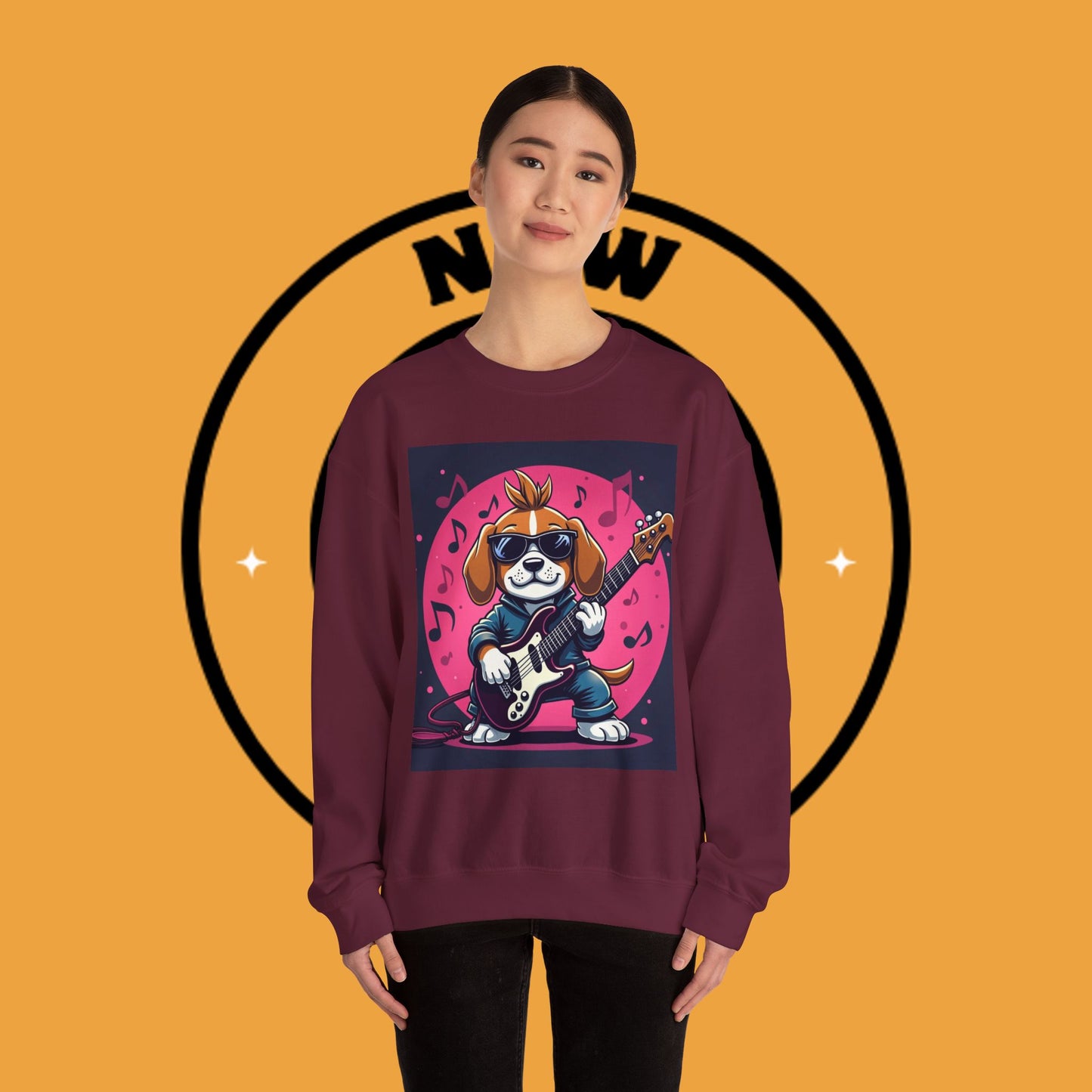 Dog Lover Crewneck Sweatshirt - Beagle Rockstar ๐ธ ROCK STAR BEAGLE SWEATSHIRT - UNLEASH YOUR INNER ROCKSTAR! ๐ธ