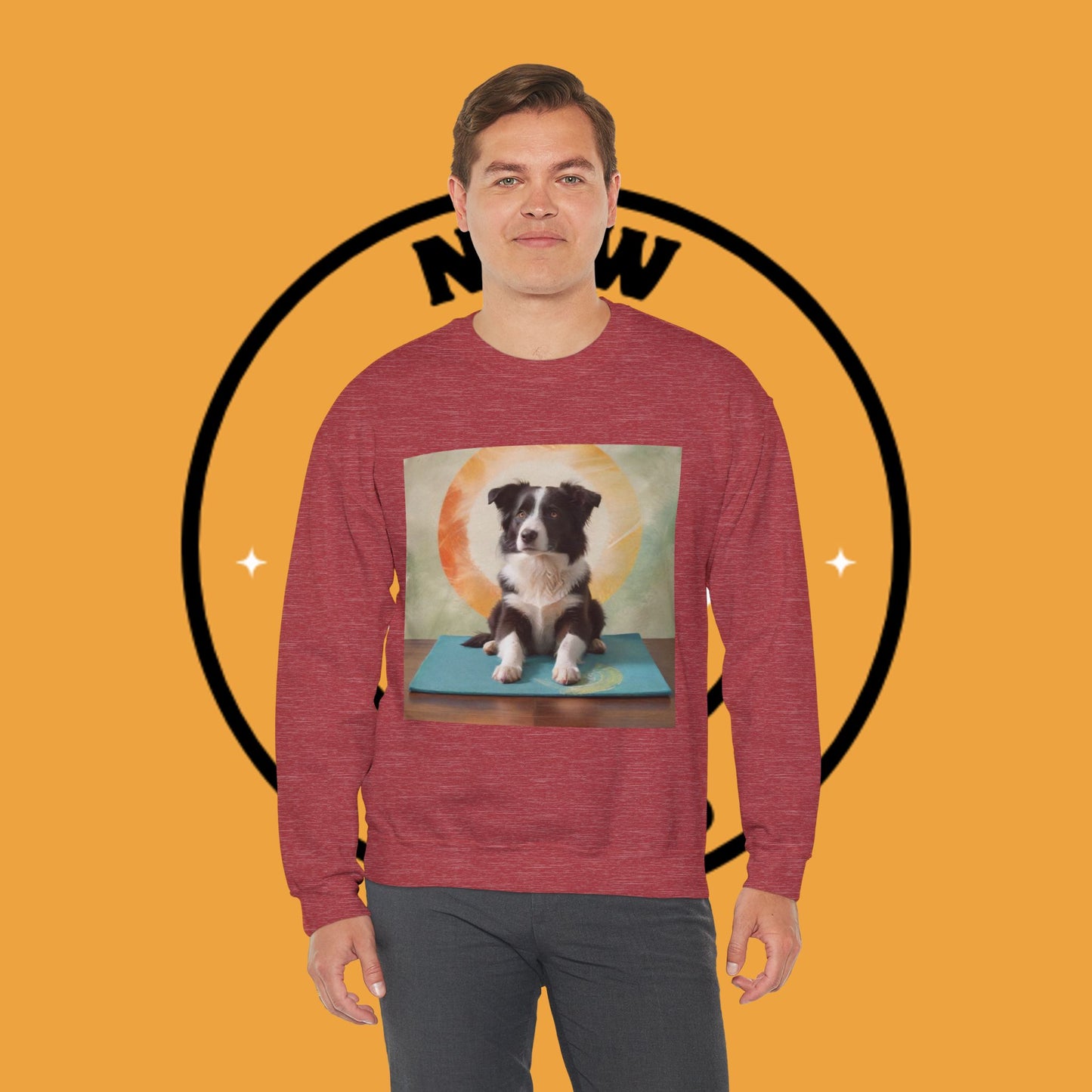 Zen Border Collie Yoga Dog Crewneck Sweatshirt - Meditation Pet Lover Gift | Spiritual Animal Art