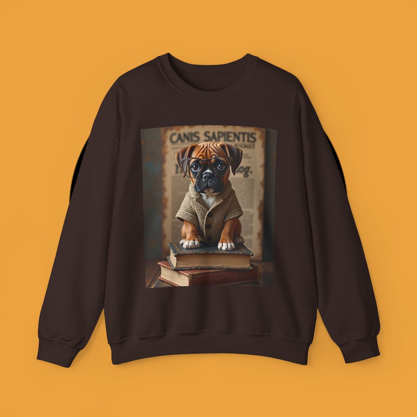 Professor Puppy Glasses Crewneck Sweatshirt - Scholarly Dog Design - Academic Pet Lover Gift