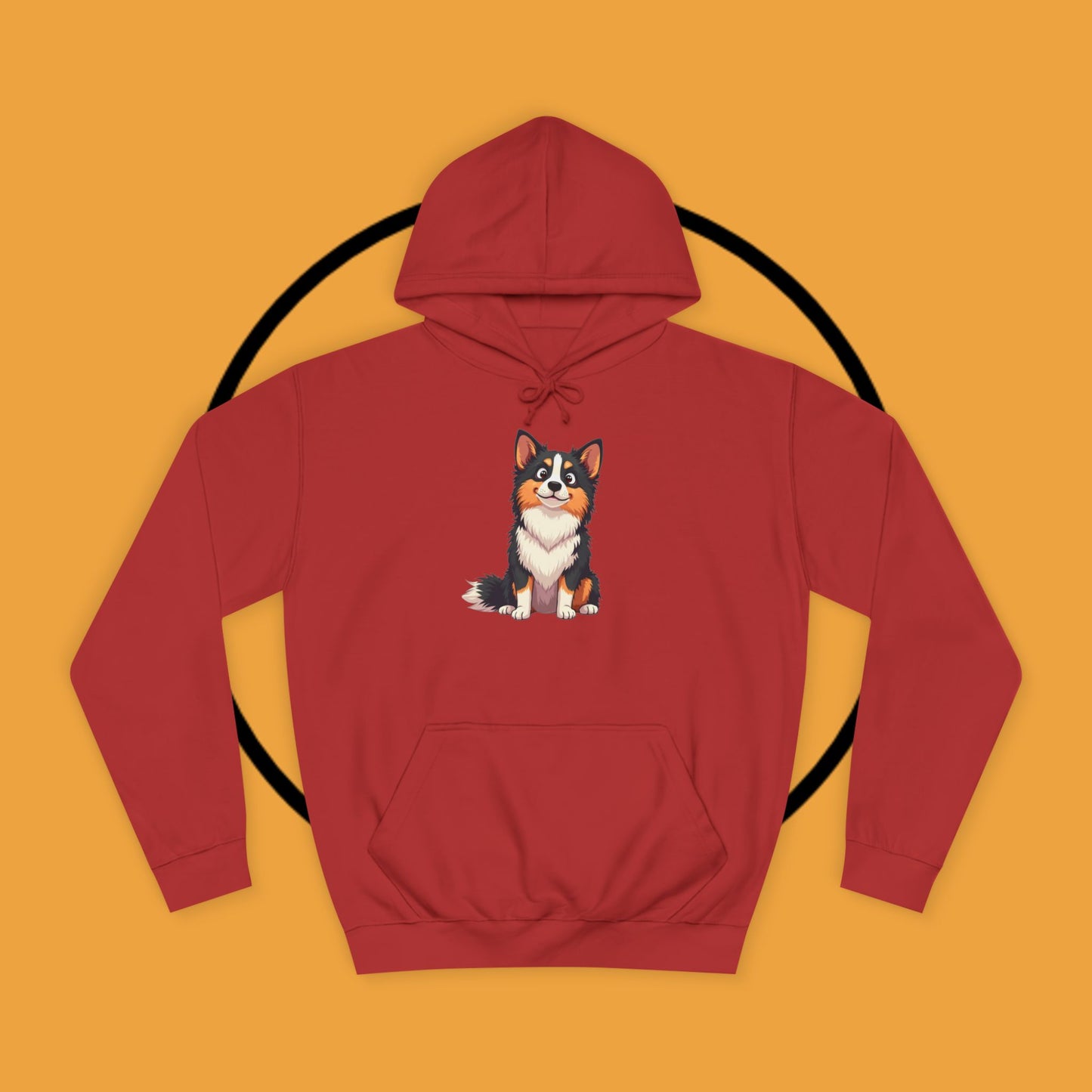 "Cute Tricolor Puppy Hoodie - Adorable Cartoon Dog Design | Kawaii Animal Streetwear for Dog Lovers"