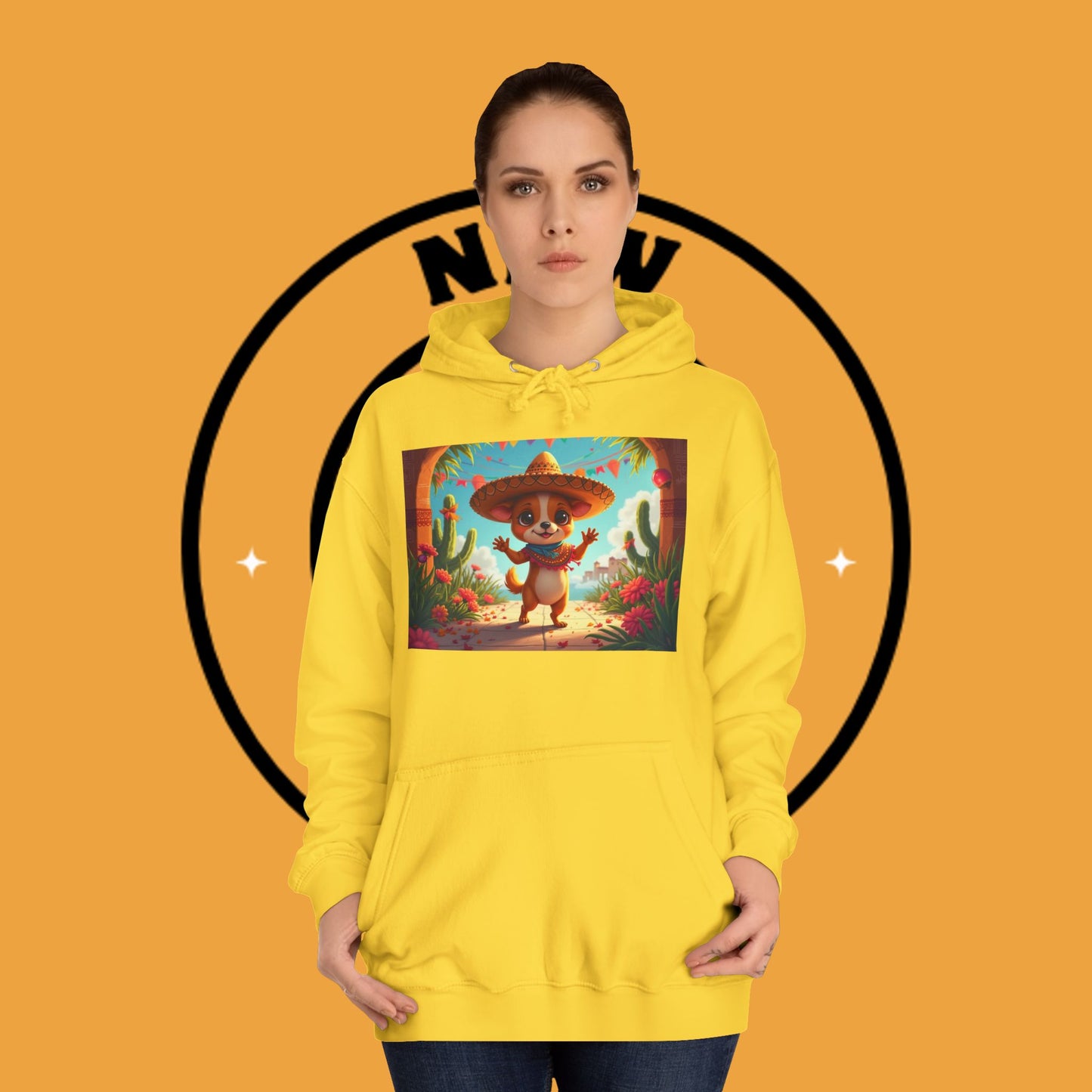 "Mexican Sombrero Chihuahua Hoodie | Fiesta Dog Celebration Wear | Authentic México Desert Art | Cinco de Mayo Gift"