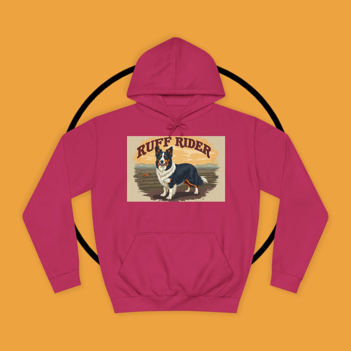 "Ruff Rider Border Collie Hoodie - Vintage Western Dog Lover Sweatshirt | Premium Quality Comfort Wear"