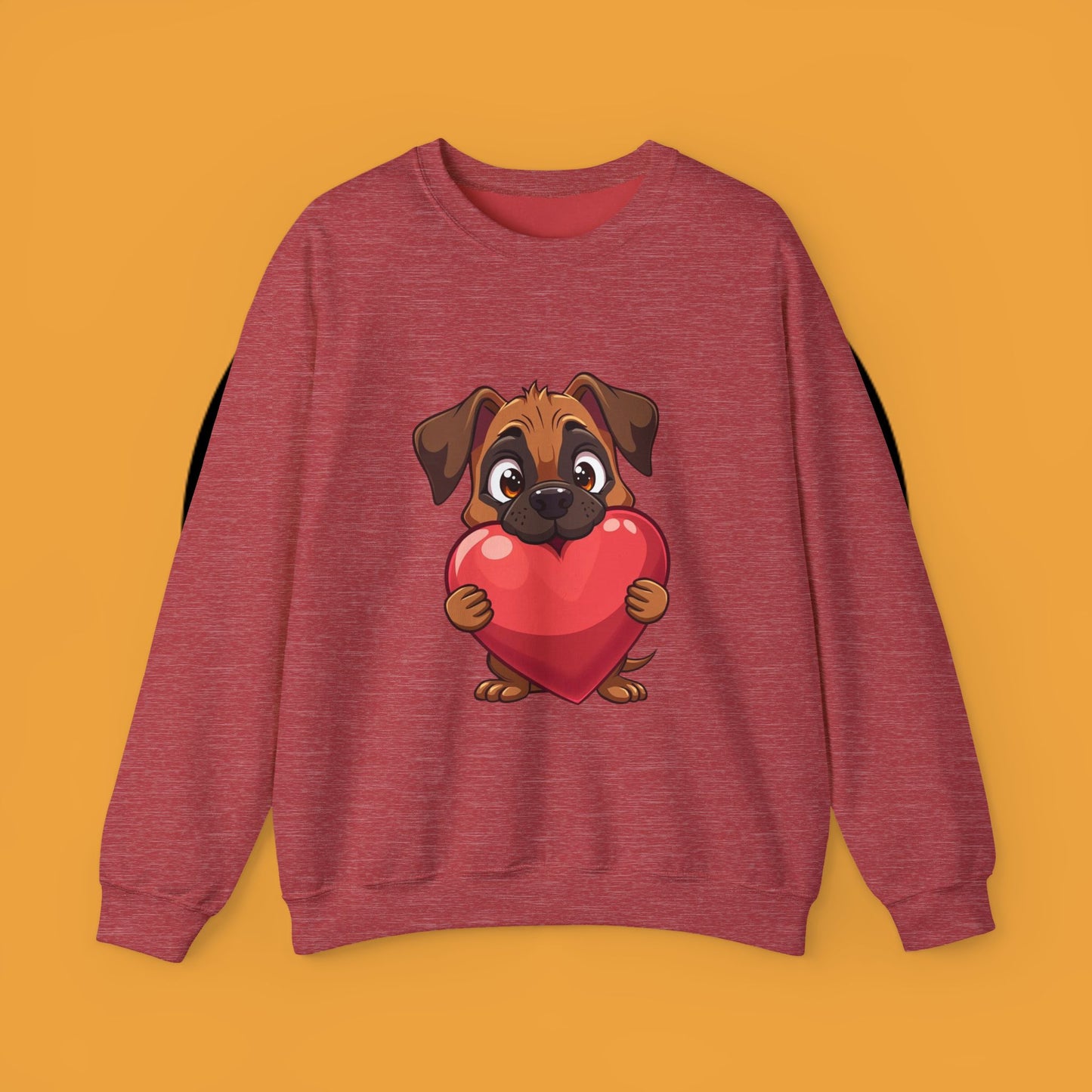 Adorable Puppy Love Heart Crewneck Sweatshirt - Perfect Gift for Dog Lovers