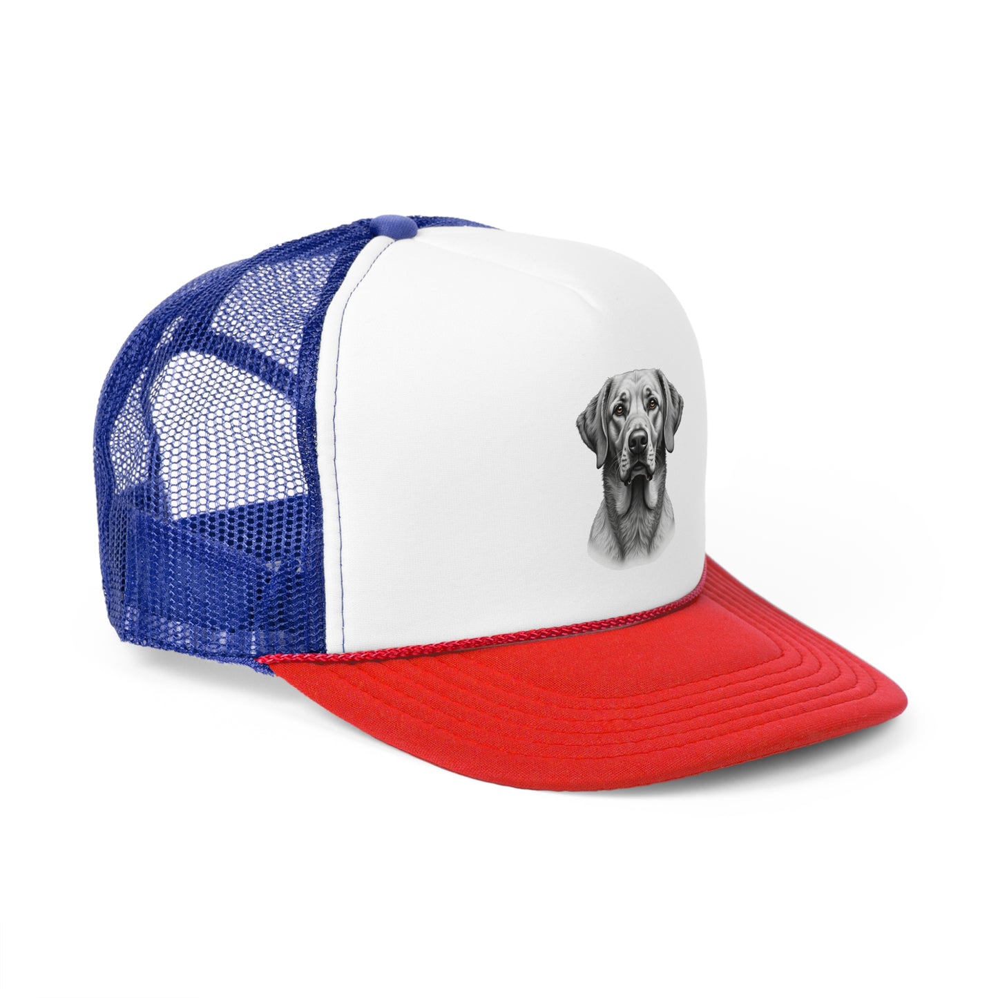 Hyperrealistic Labrador Trucker Cap - Professional Black White Portrait - Unisex Artistic Cap