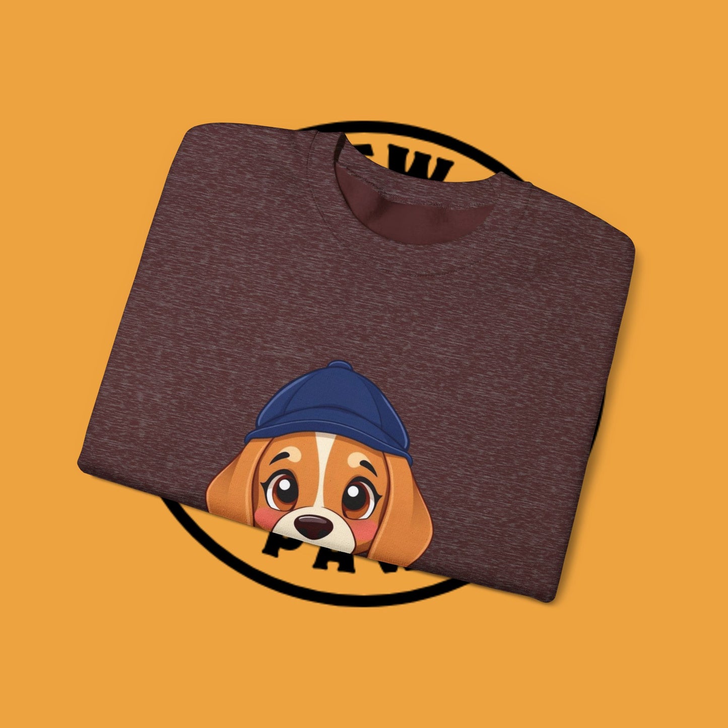 Beagle Puppy Crewneck Sweatshirt with Hat - Adorable Kawaii Dog Design