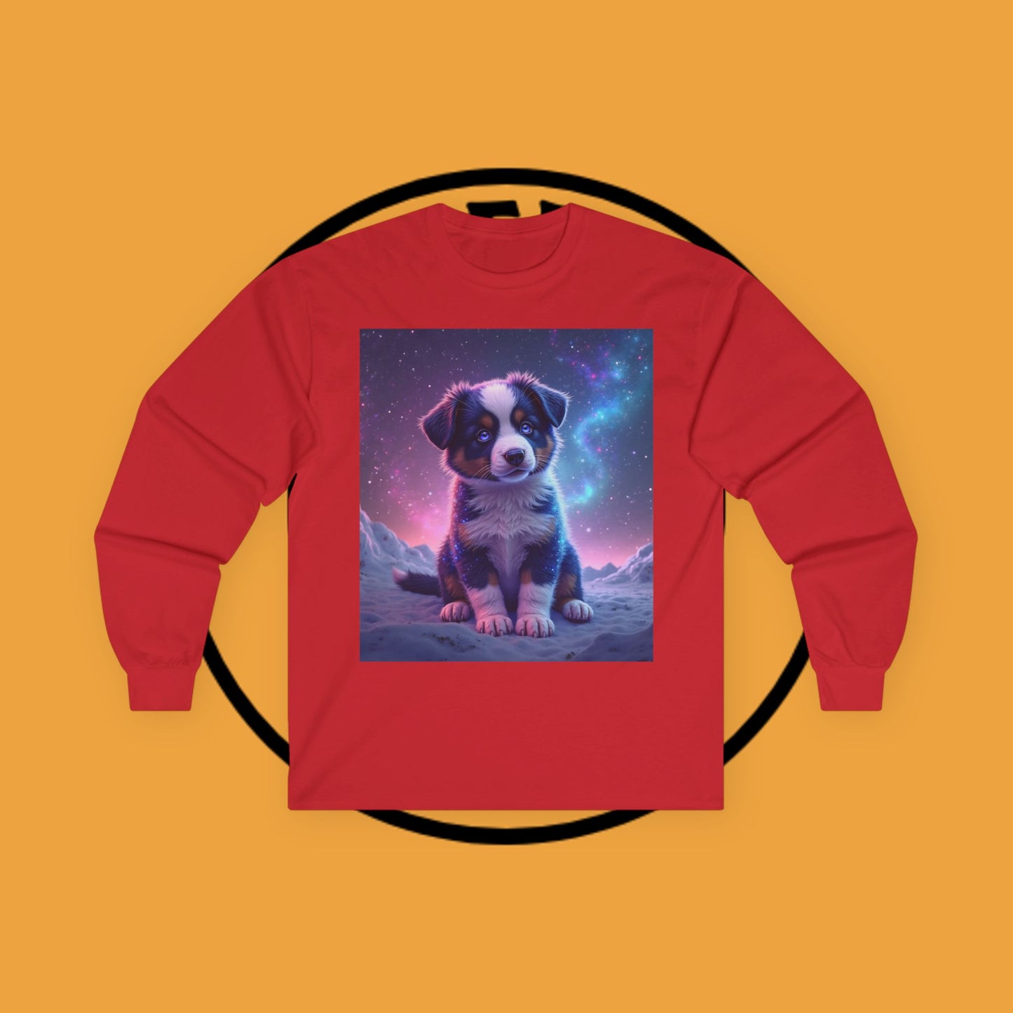 Galaxy Border Collie Puppy Long Sleeve Tee - Cosmic Dog Art Shirt | Space Pet Apparel