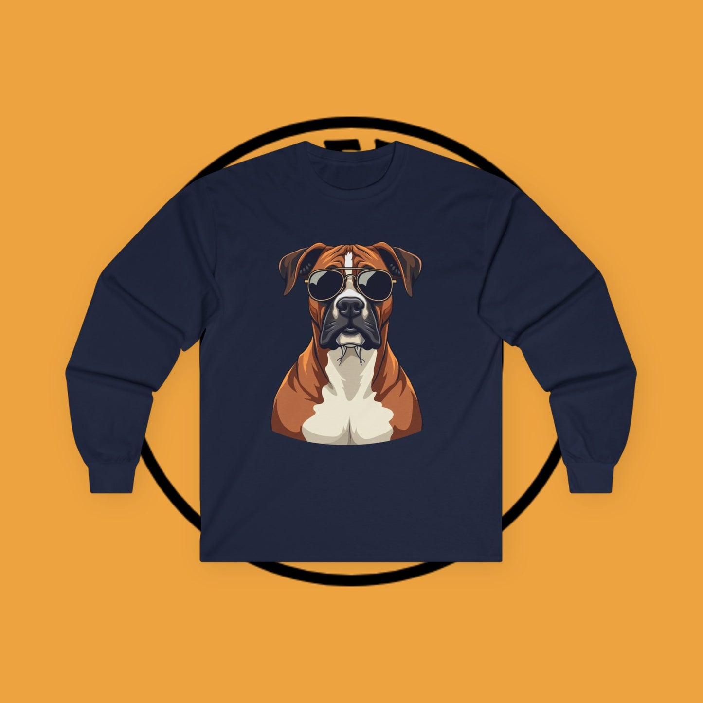 Cool Boxer Dog with Sunglasses Long Sleeve T-Shirt - Funny Aviator Style Design