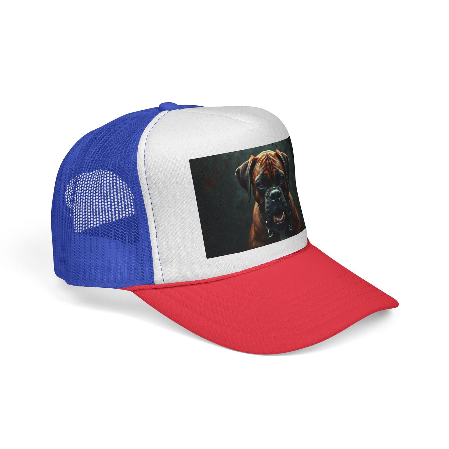 "Alpha Boxer Dog Trucker Cap - Fierce Guardian Design | Realistic Portrait Snapback Hat | Protective Breed Baseball Cap"