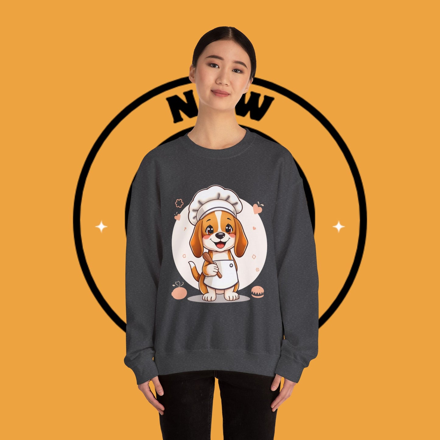 Chef Dog Crewneck Sweatshirt - Kawaii Beagle Design with Chef Hat