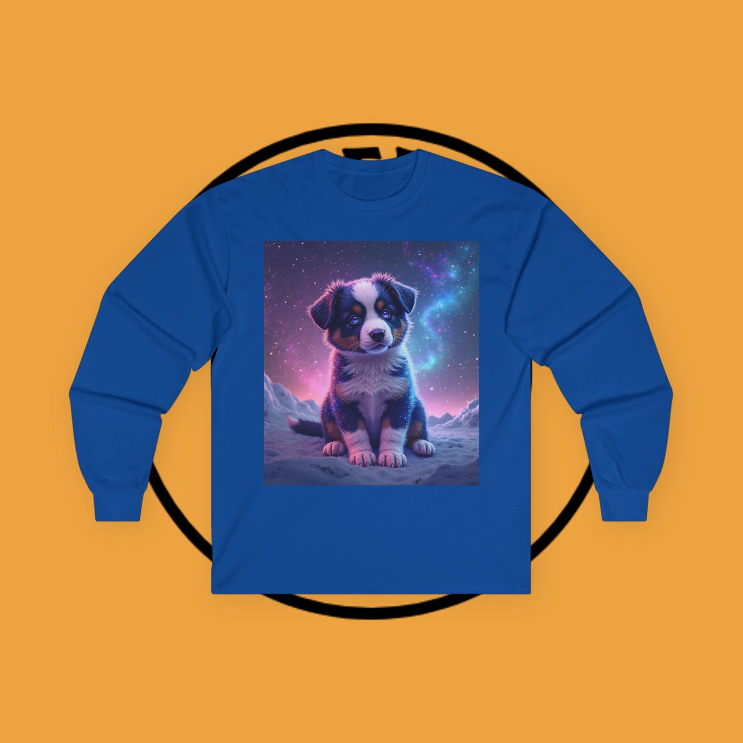 Galaxy Border Collie Puppy Long Sleeve Tee - Cosmic Dog Art Shirt | Space Pet Apparel