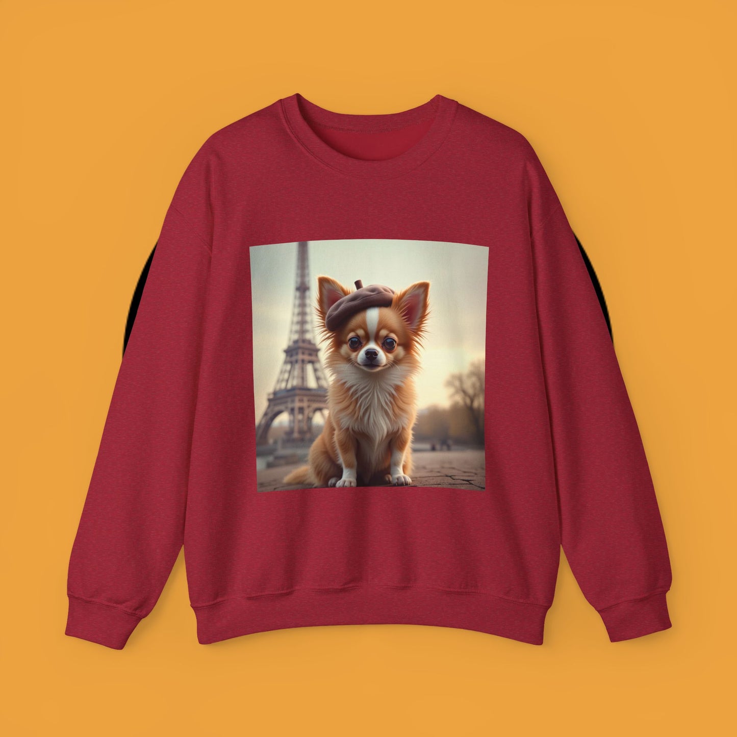 Parisian Chihuahua Beret Sweatshirt | French Dog Eiffel Tower Design | Travel Lover Gift