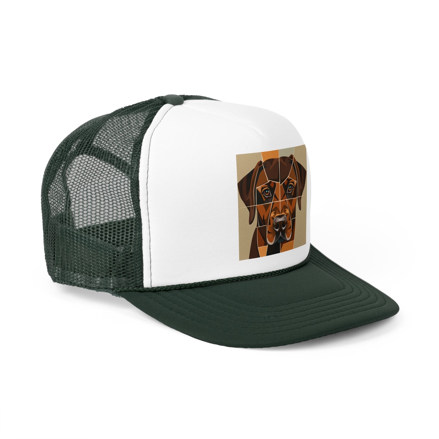 Geometric Dog Trucker Cap - Modern Low Poly Art Design - Unisex Minimalist Cap