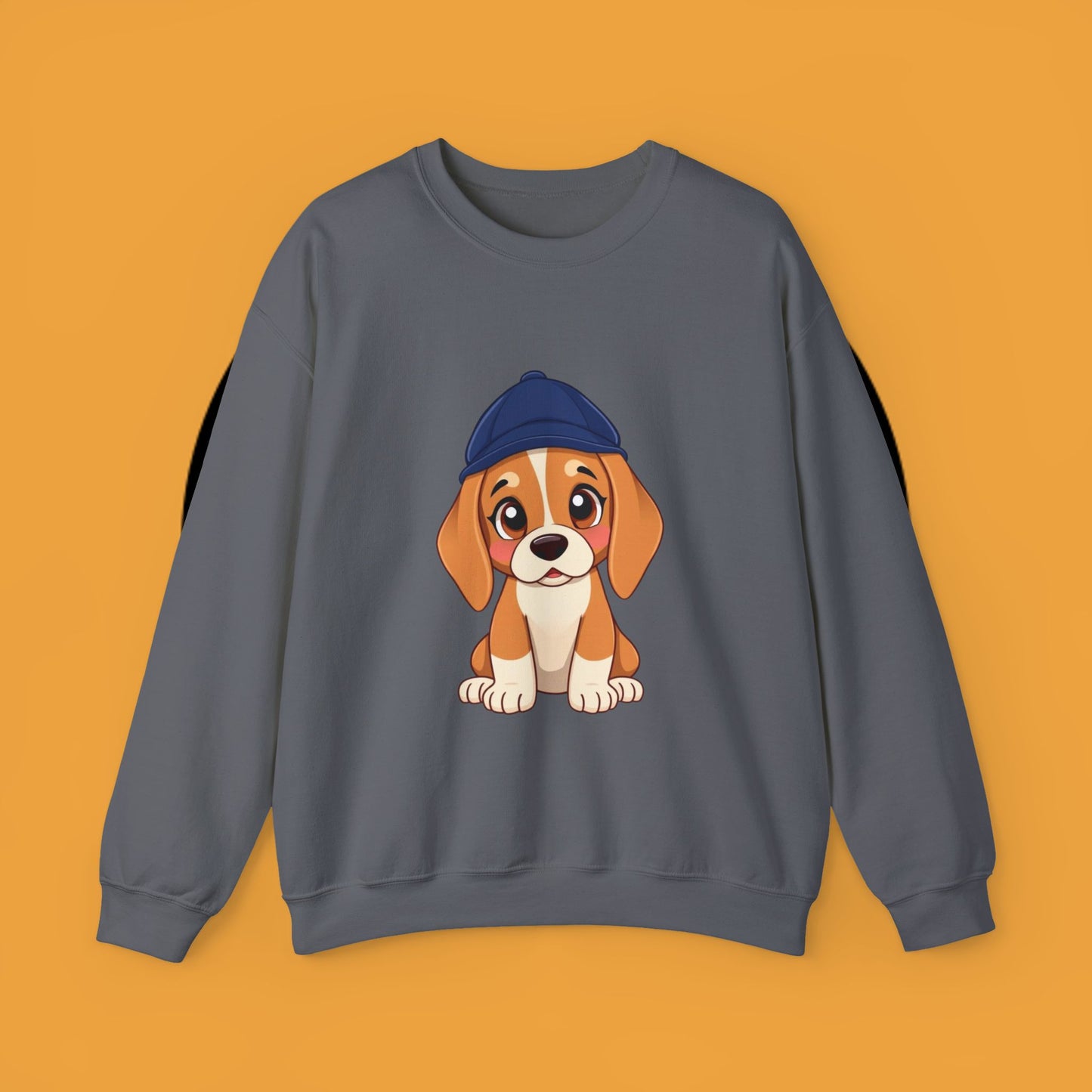 Beagle Puppy Crewneck Sweatshirt with Hat - Adorable Kawaii Dog Design