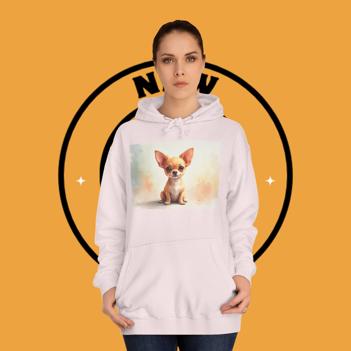 Watercolor Chihuahua Puppy Hoodie - Artistic Dog Portrait Sweatshirt