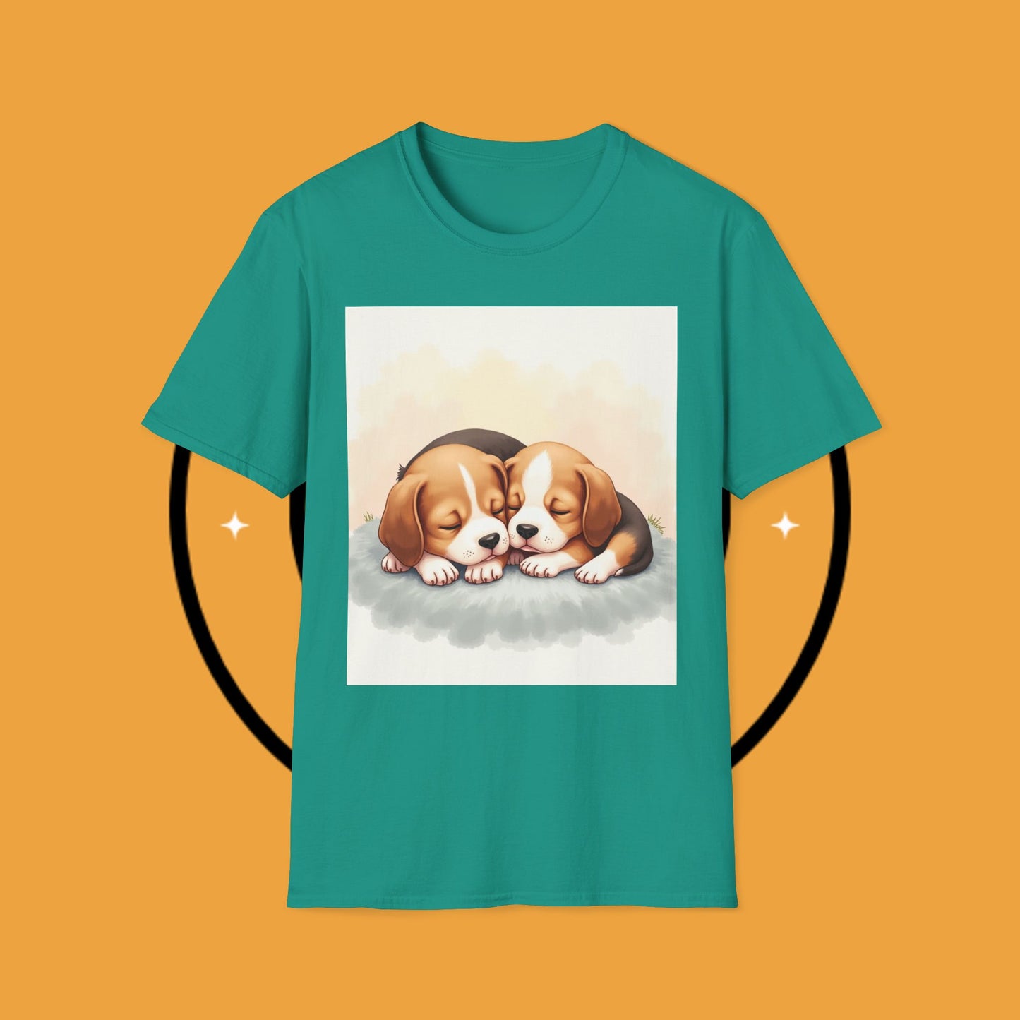 Beagle Twin Puppies Cuddling T-Shirt - Adorable Sleeping Puppies Design | Perfect Gift for Dog Lovers & Siblings