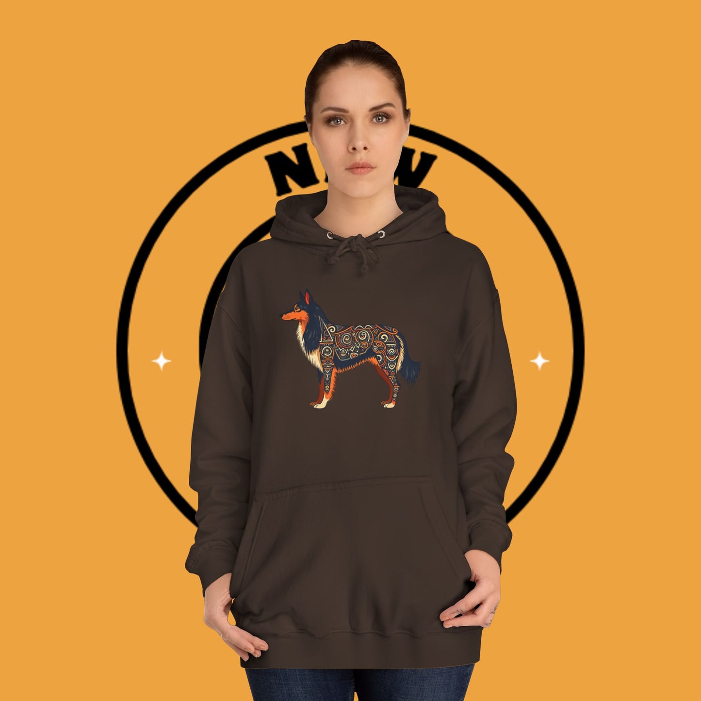 "Tribal Border Collie Mandala Hoodie - Sacred Geometry Dog Art Sweatshirt | Spiritual Celtic Design"