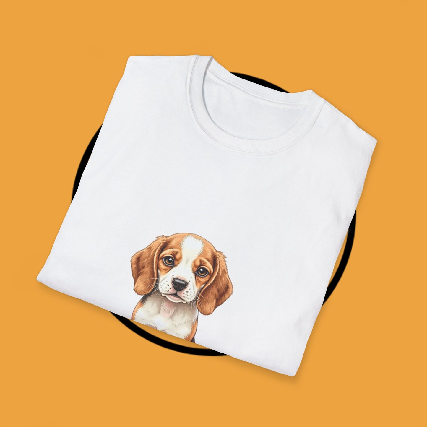 Realistic Beagle Puppy Portrait T-Shirt - Adorable Dog Face Graphic Tee for Pet Lovers