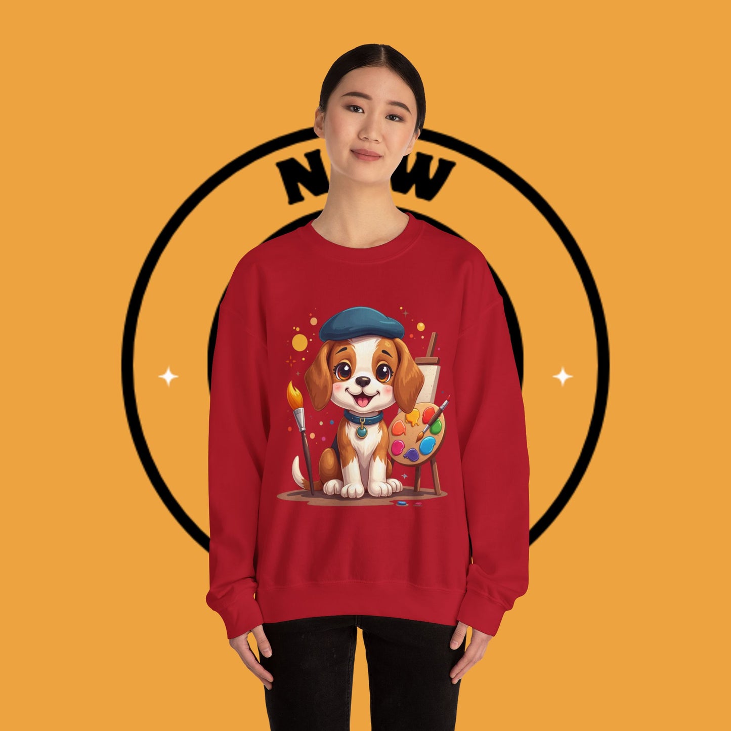 Dog Lover Crewneck Sweatshirt - Beagle Artista π¨ ARTIST BEAGLE SWEATSHIRT - UNLEASH YOUR CREATIVITY! π¨