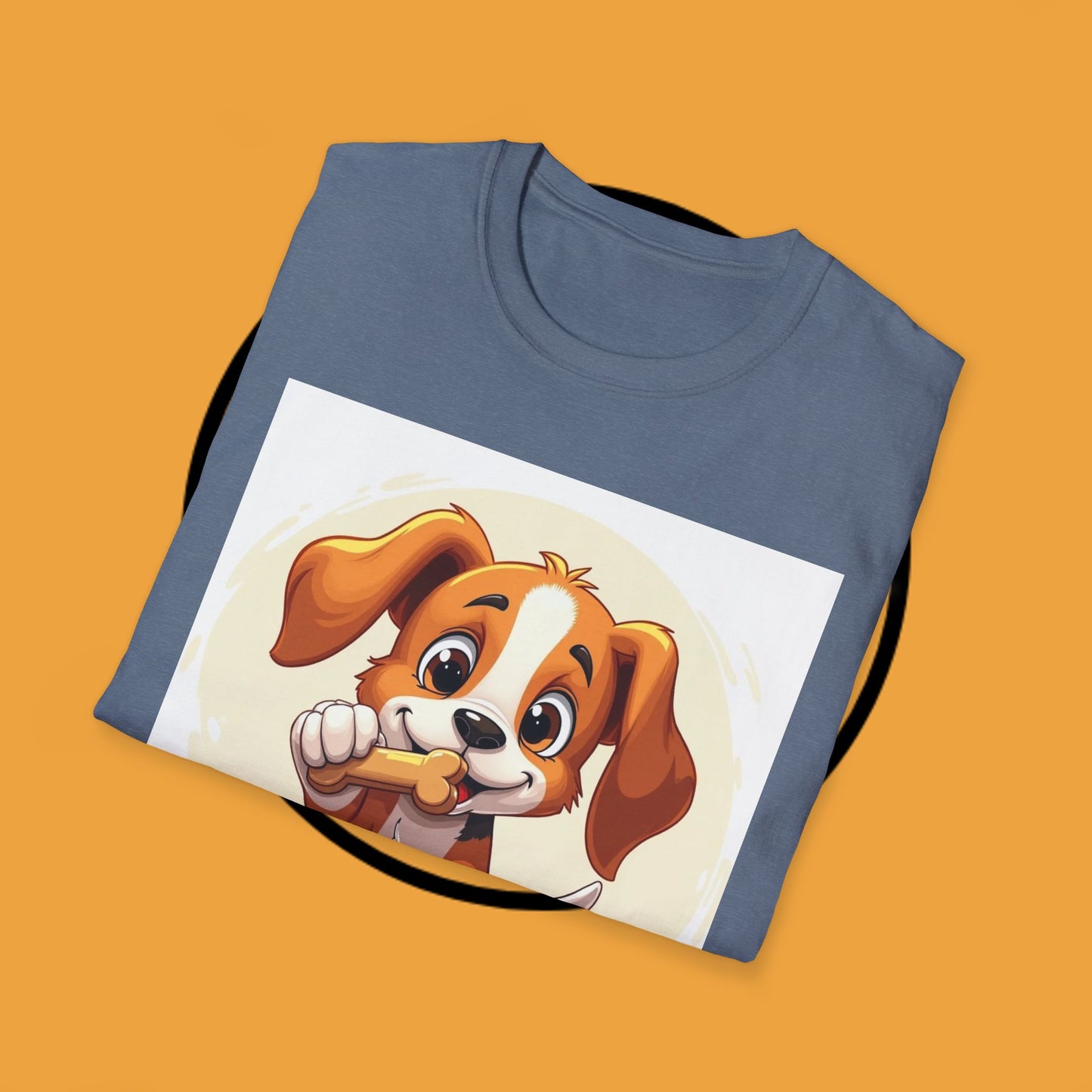Happy Beagle Puppy with Bone T-Shirt - Cute Cartoon Dog Graphic Tee for Pet Lovers