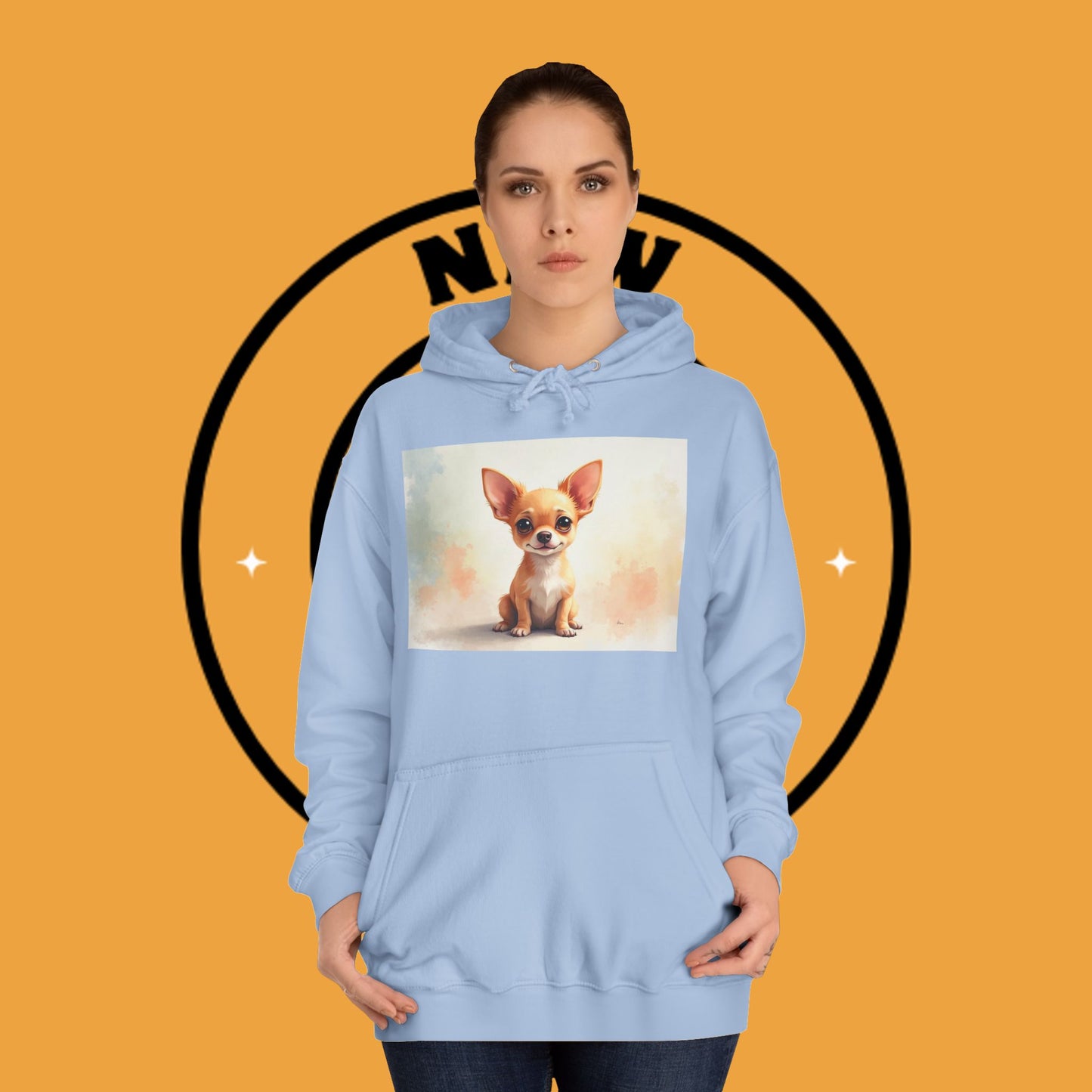 Watercolor Chihuahua Puppy Hoodie - Artistic Dog Portrait Sweatshirt