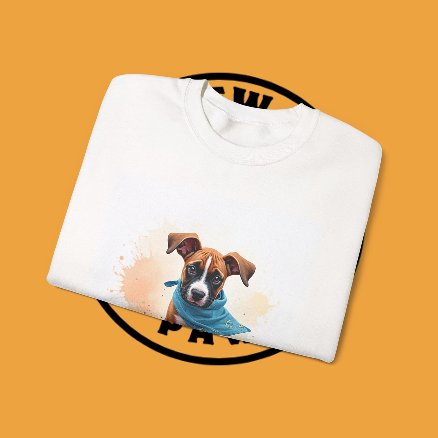 Watercolor Puppy Bandana Crewneck Sweatshirt - Artistic Dog Portrait - Unique Pet Lover Gift