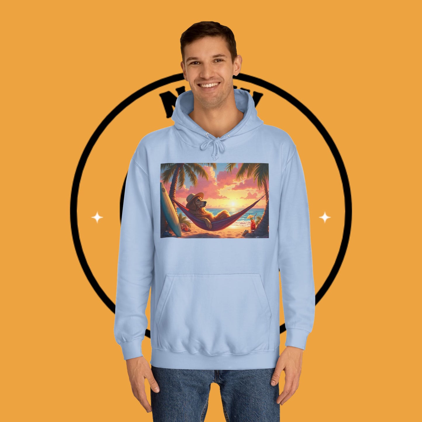 Beachside Bliss Golden Retriever Hammock Hoodie - Unisex Hoodies