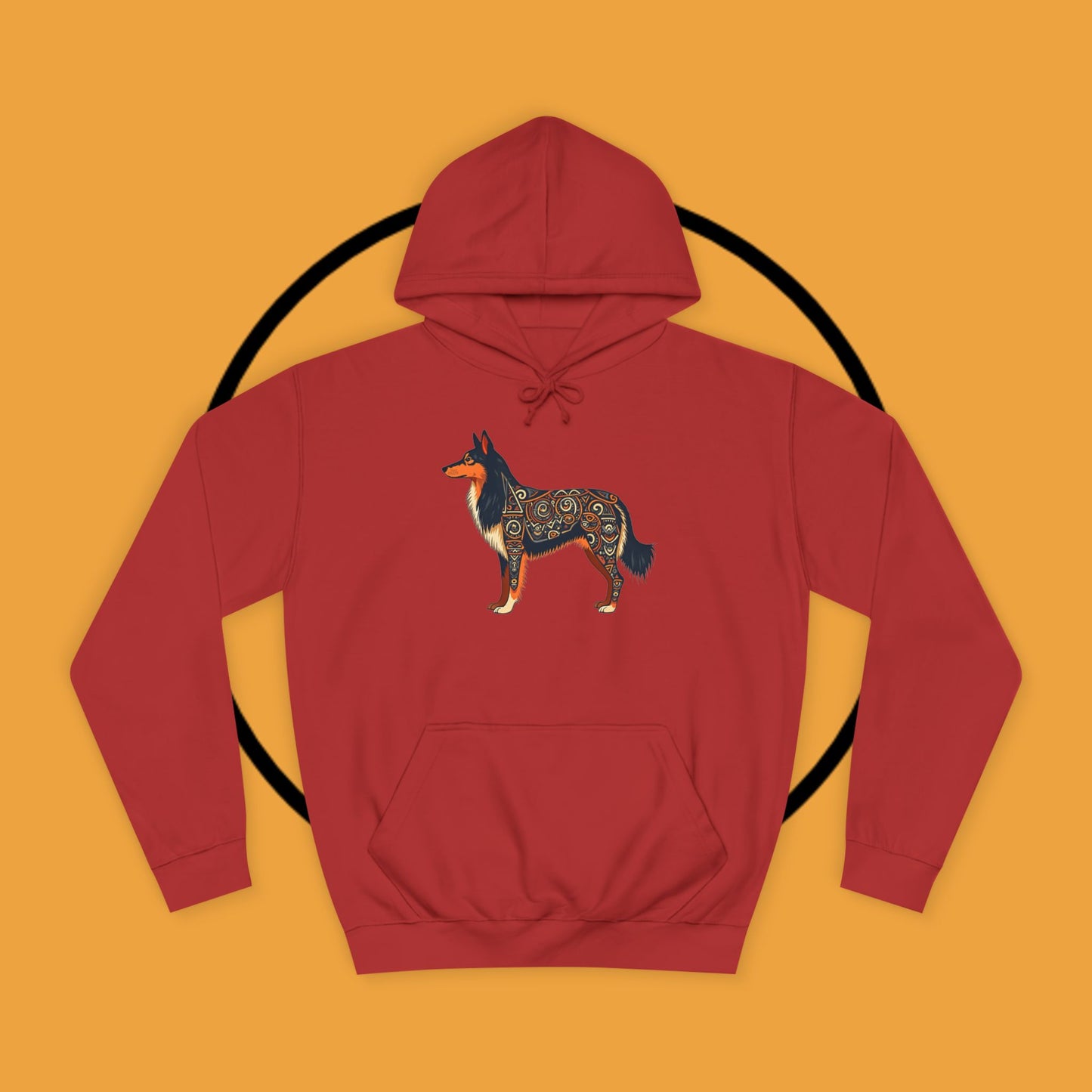 "Tribal Border Collie Mandala Hoodie - Sacred Geometry Dog Art Sweatshirt | Spiritual Celtic Design"